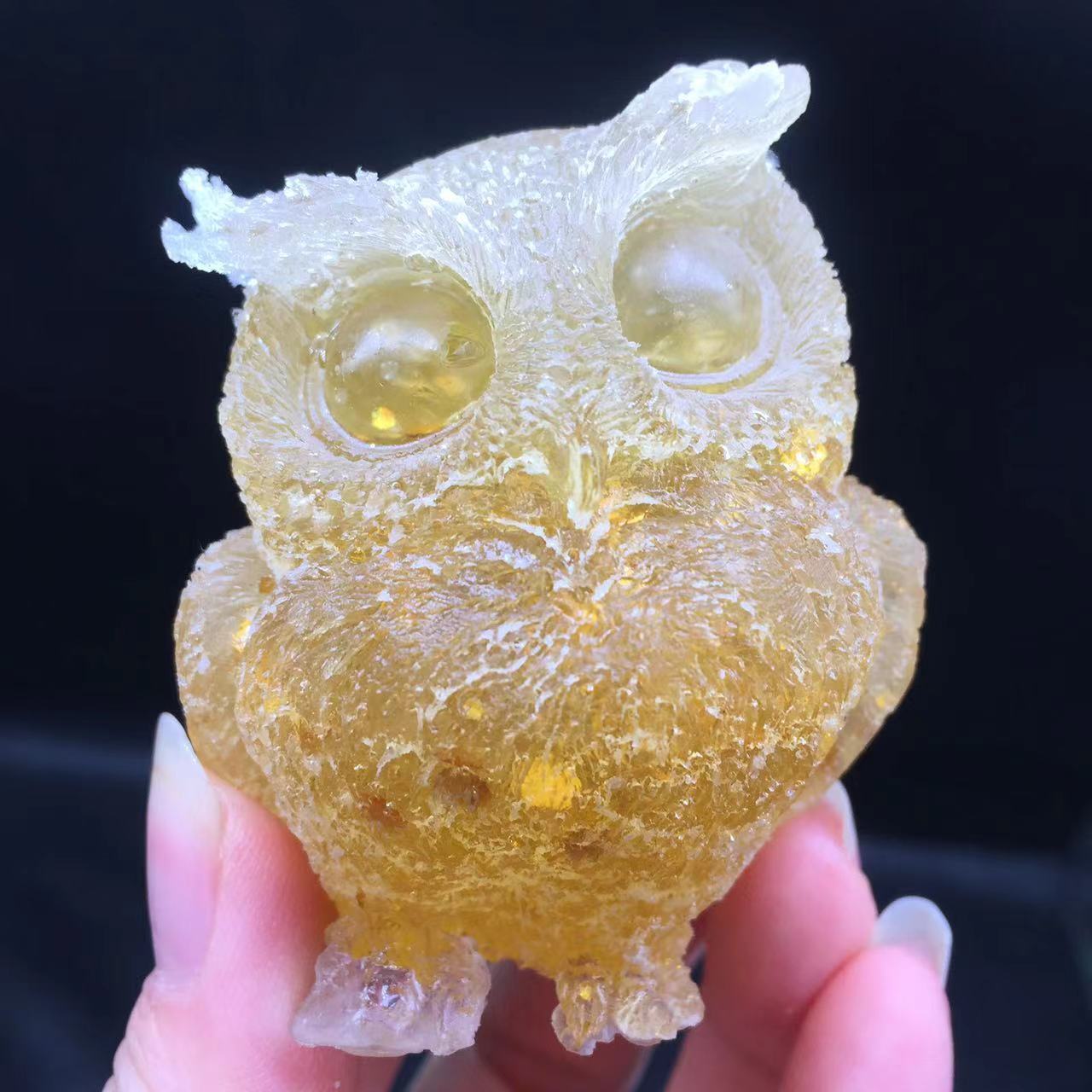 Natural Citrine Crystal Chips Quartz Stone Gravel Resin Owl Healing Decorate 1Pc