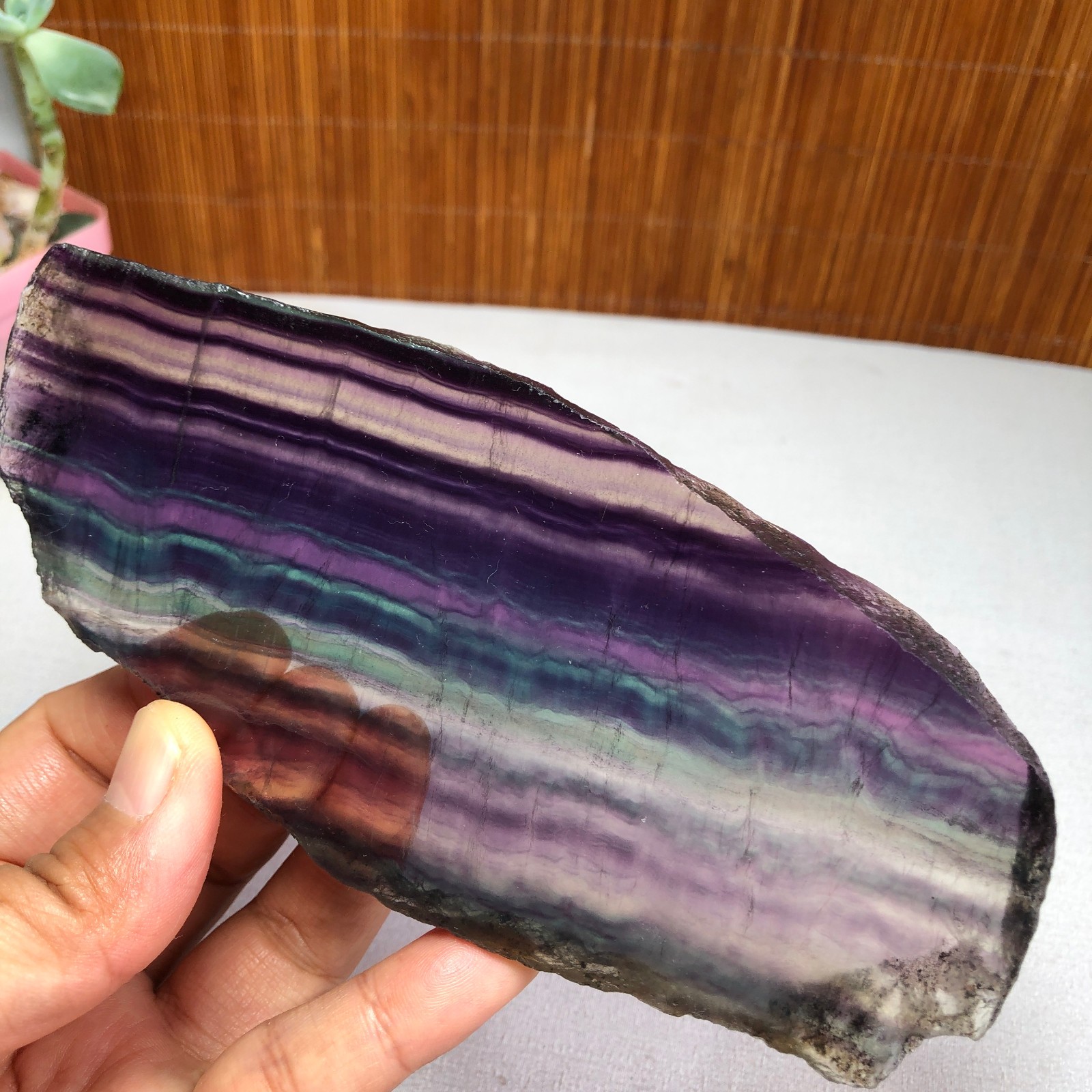 300g Natural Candy fluorite slice Crystal gemstone Polished/rough Specimen A8422