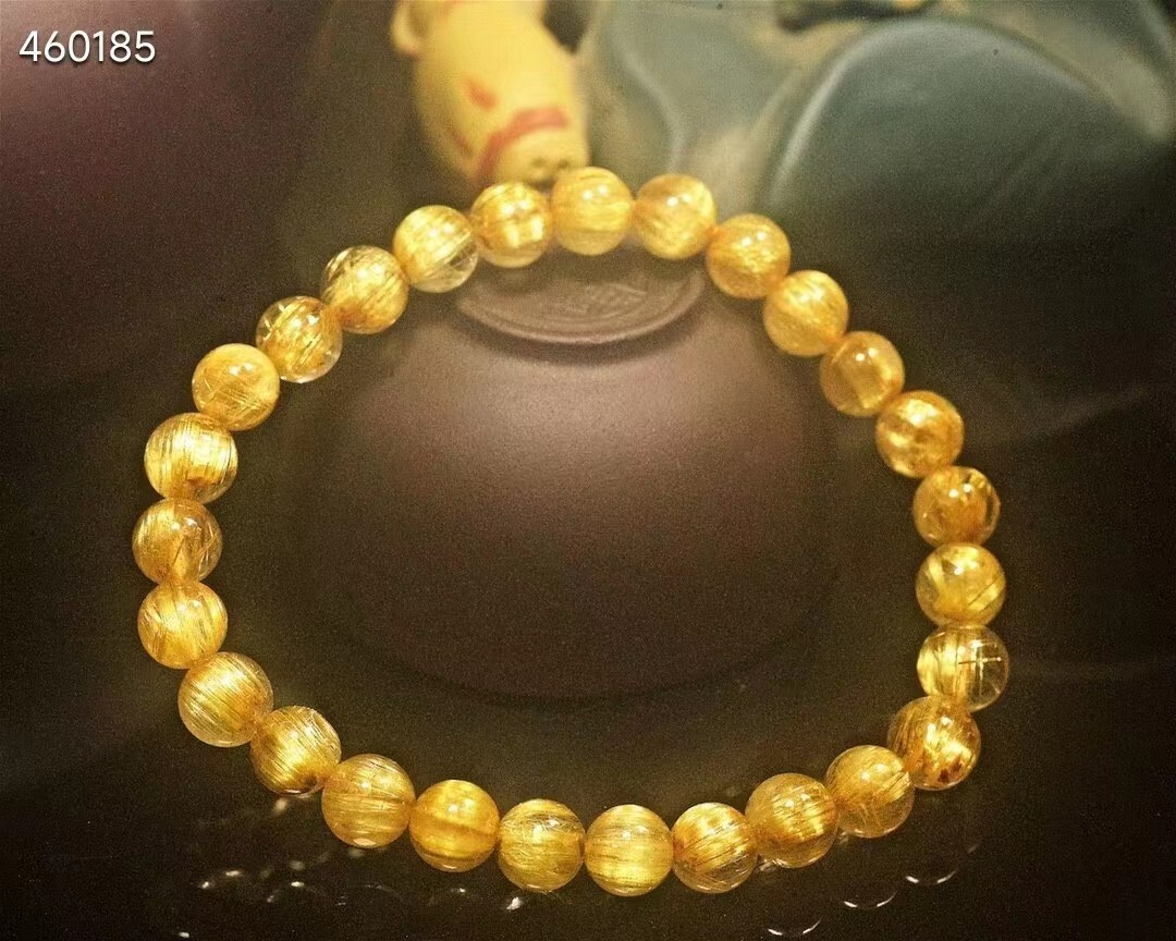 Fashion Design Natural Gold Rutilated Quartz Round Beads AAAA 7mm