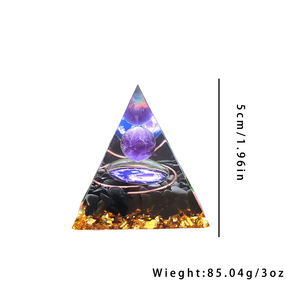 US 1 Pack Orgonite Pyramid Amethyst Peridot Healing Crystal Energy Orgone EMF