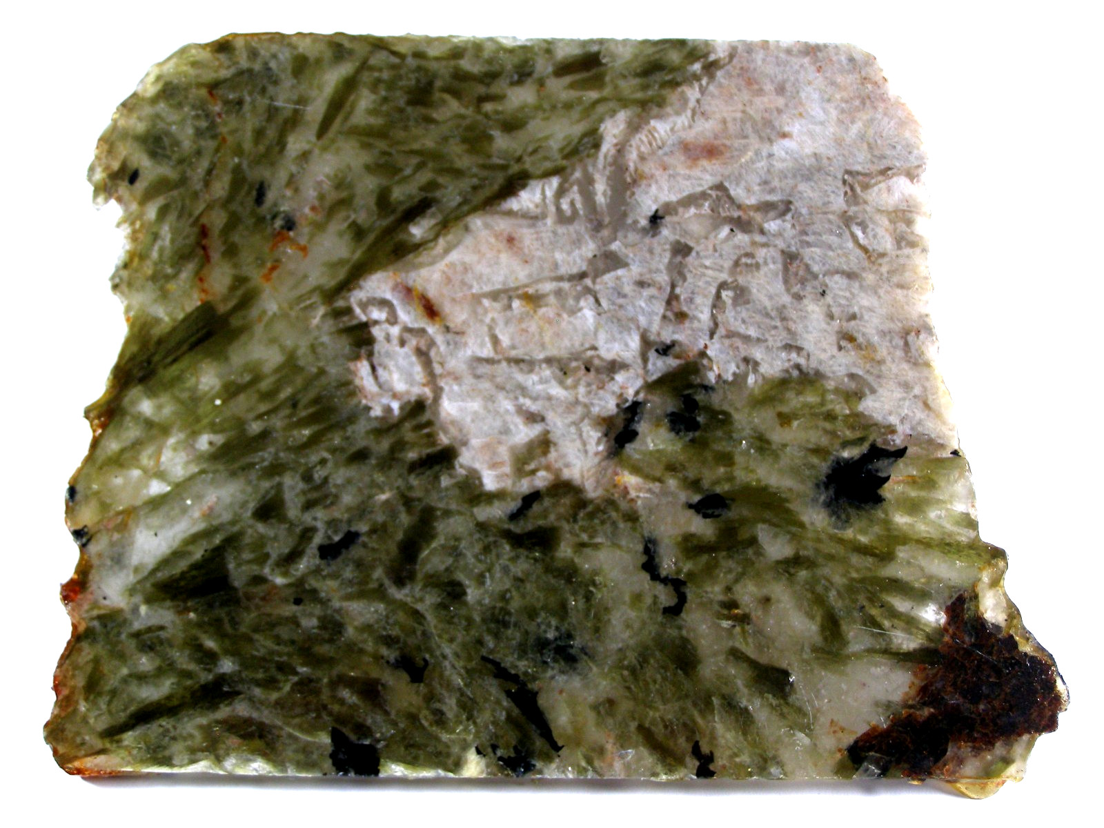 POLISHED SLICE of GREEN QUARTZ with MICA – 16.5 x 12.5 cms 257 gms