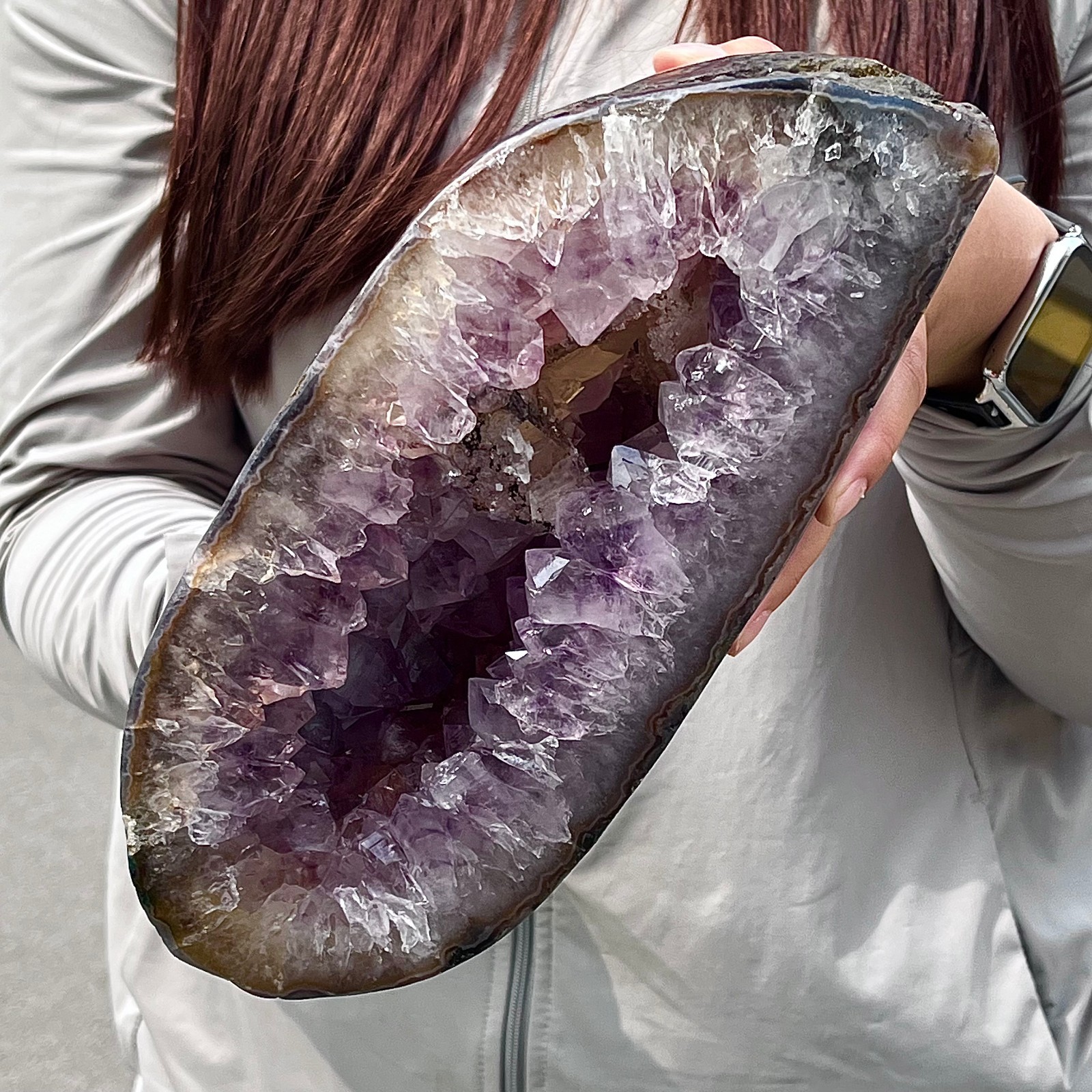 8.37LB High quality agate amethyst coin bag specimen home decoration