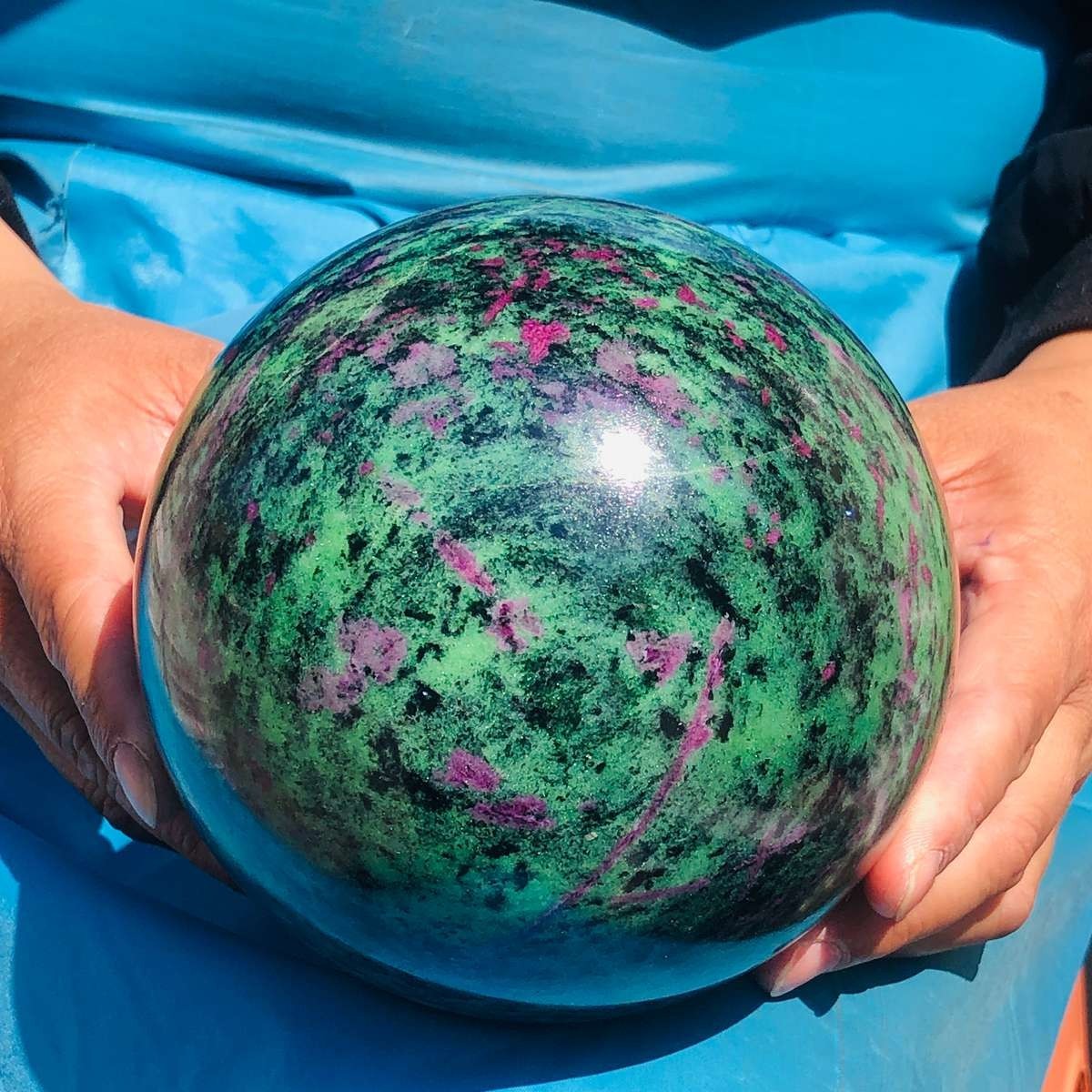 7.7LB Natural green Ruby zoisite (anylite) crystal ball sample Healing
