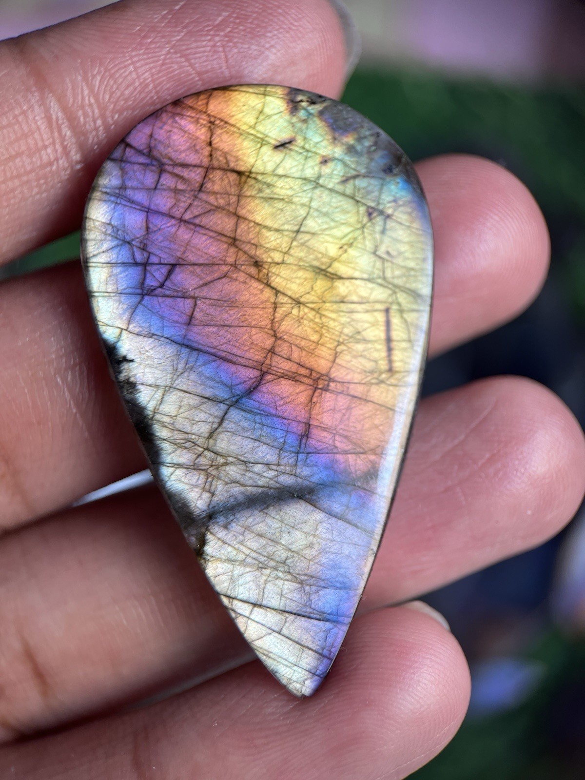 48 MM Spectrum Labradorite Palm Pocket Stone Crystal Gemstone Specimen 9.50 g