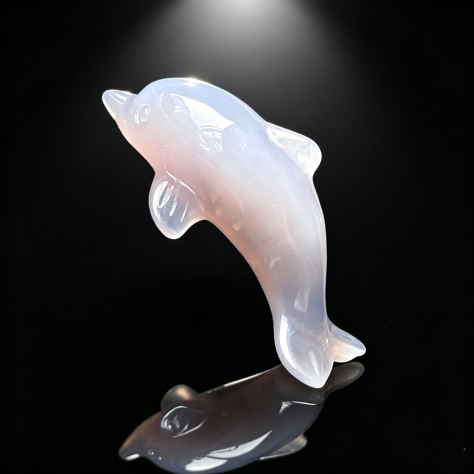Natural Agate Dolphin Hand Carved Ocean Animal Figurine Sculpture Collectible Ar