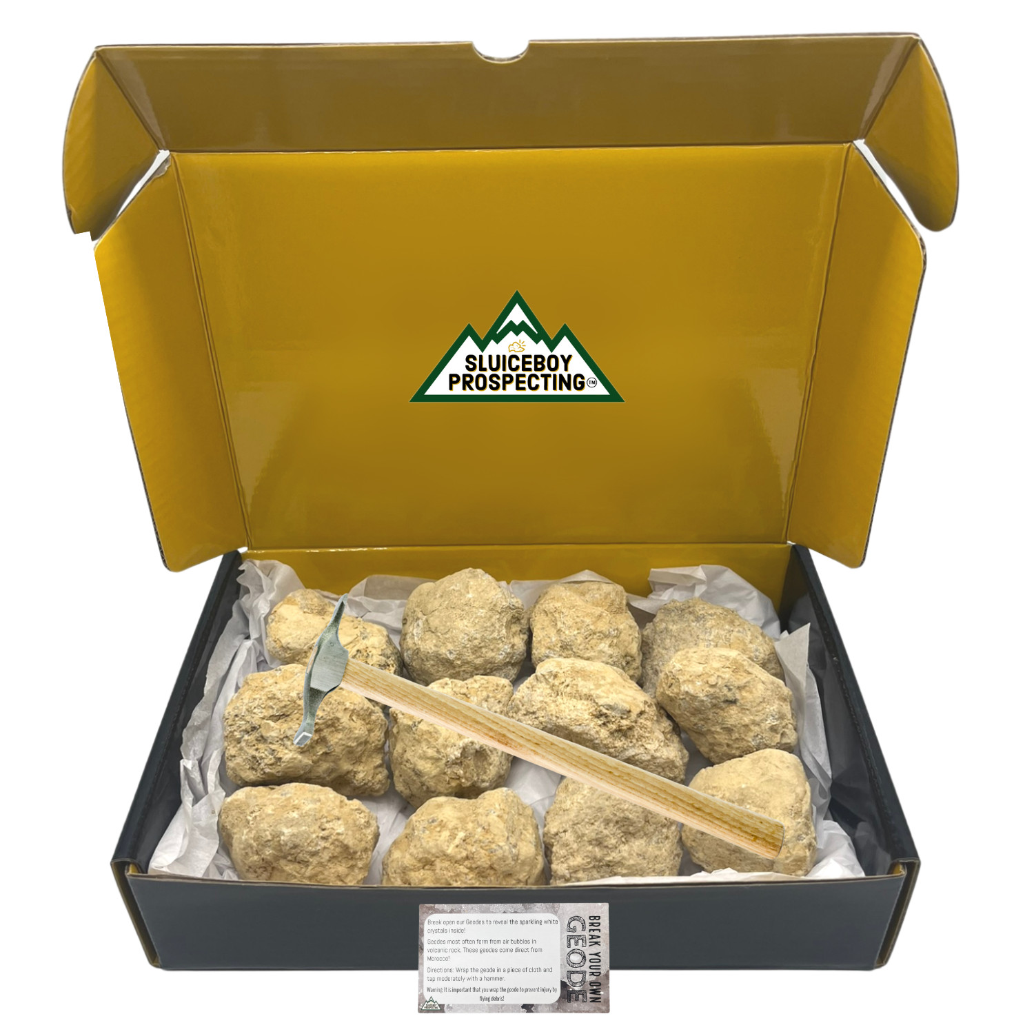 Break Your Own Geodes! BOX SET WITH HAMMER | Uncut Crystal Geode Specimens SMALL