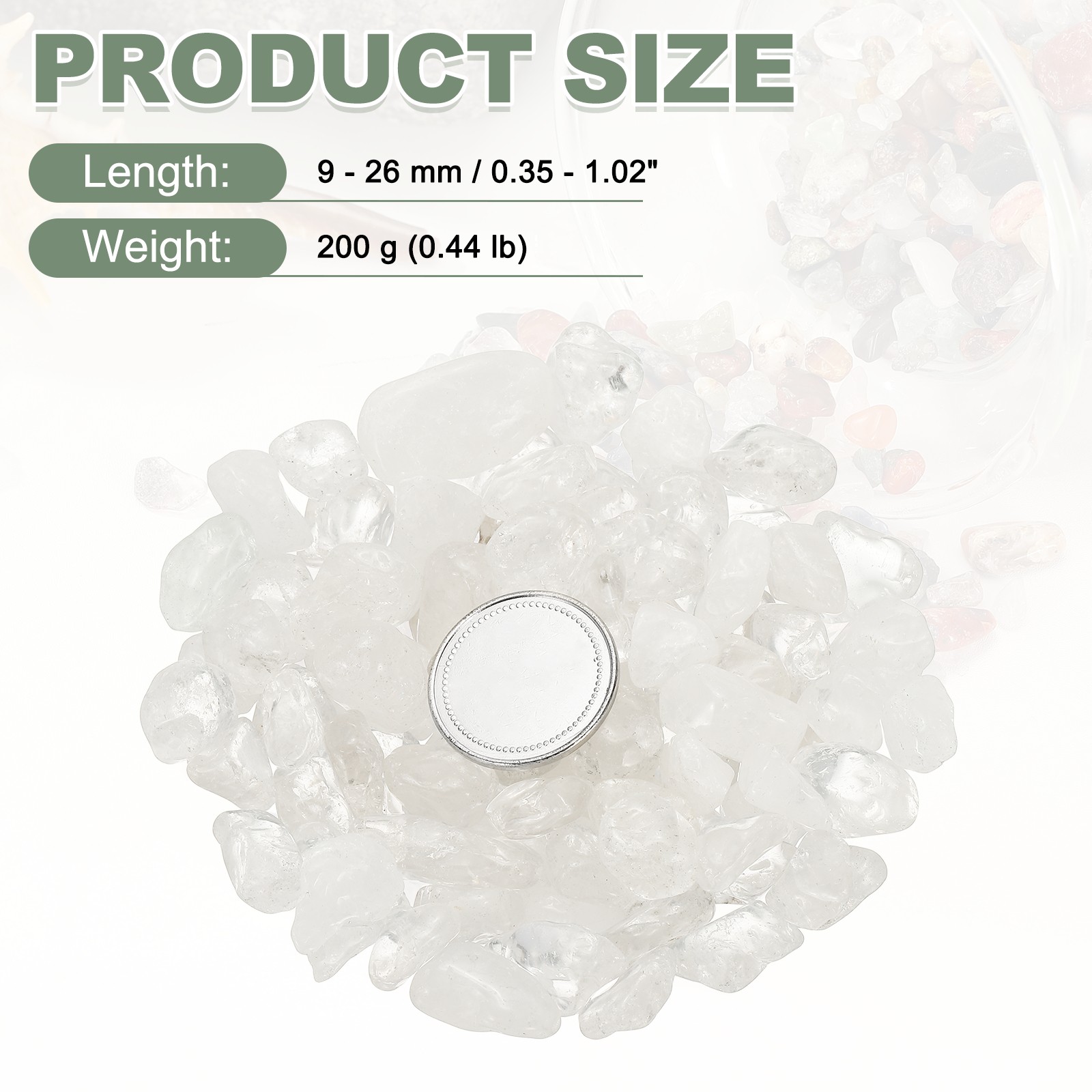Crystal Chips Stone 0.44 Lb Fluorite Gravel Rocks (White Quartz 9 – 26 mm)