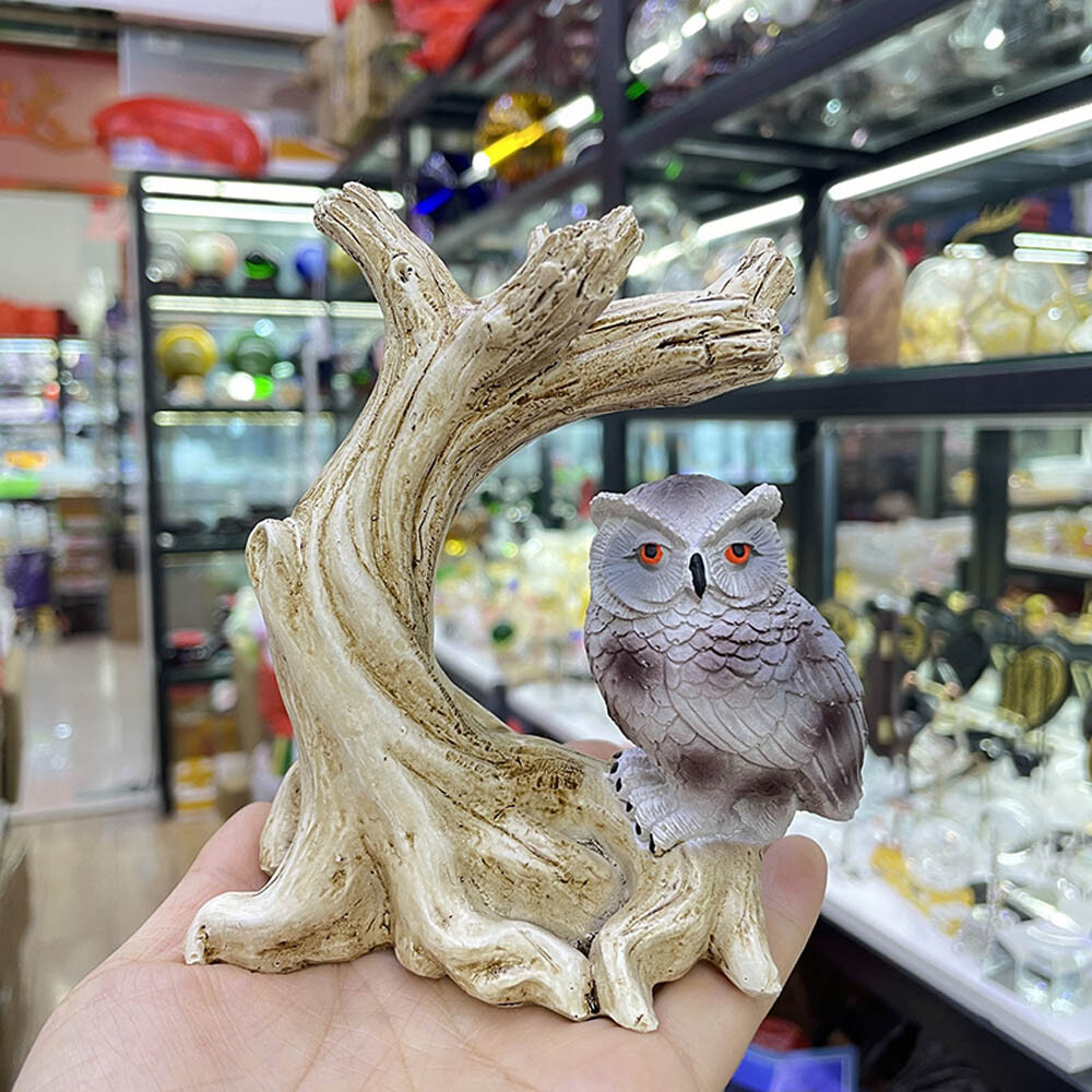 5 Colors Owl Resin Sphere Holder Stand Base Natural Crystal Ball Hand Decoration