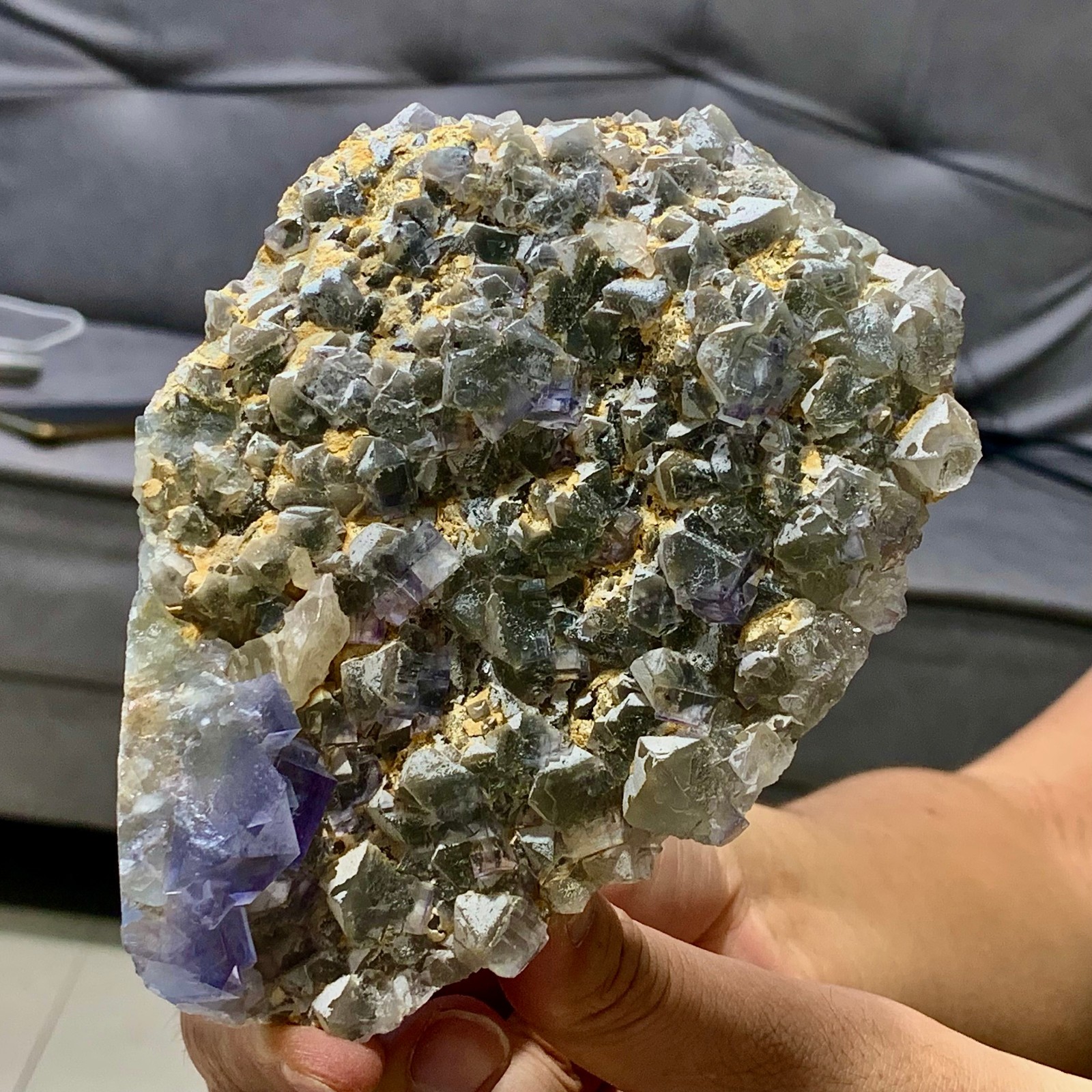 1.28LB Rare transparent Purole green fluorite mineral crystal sample/China