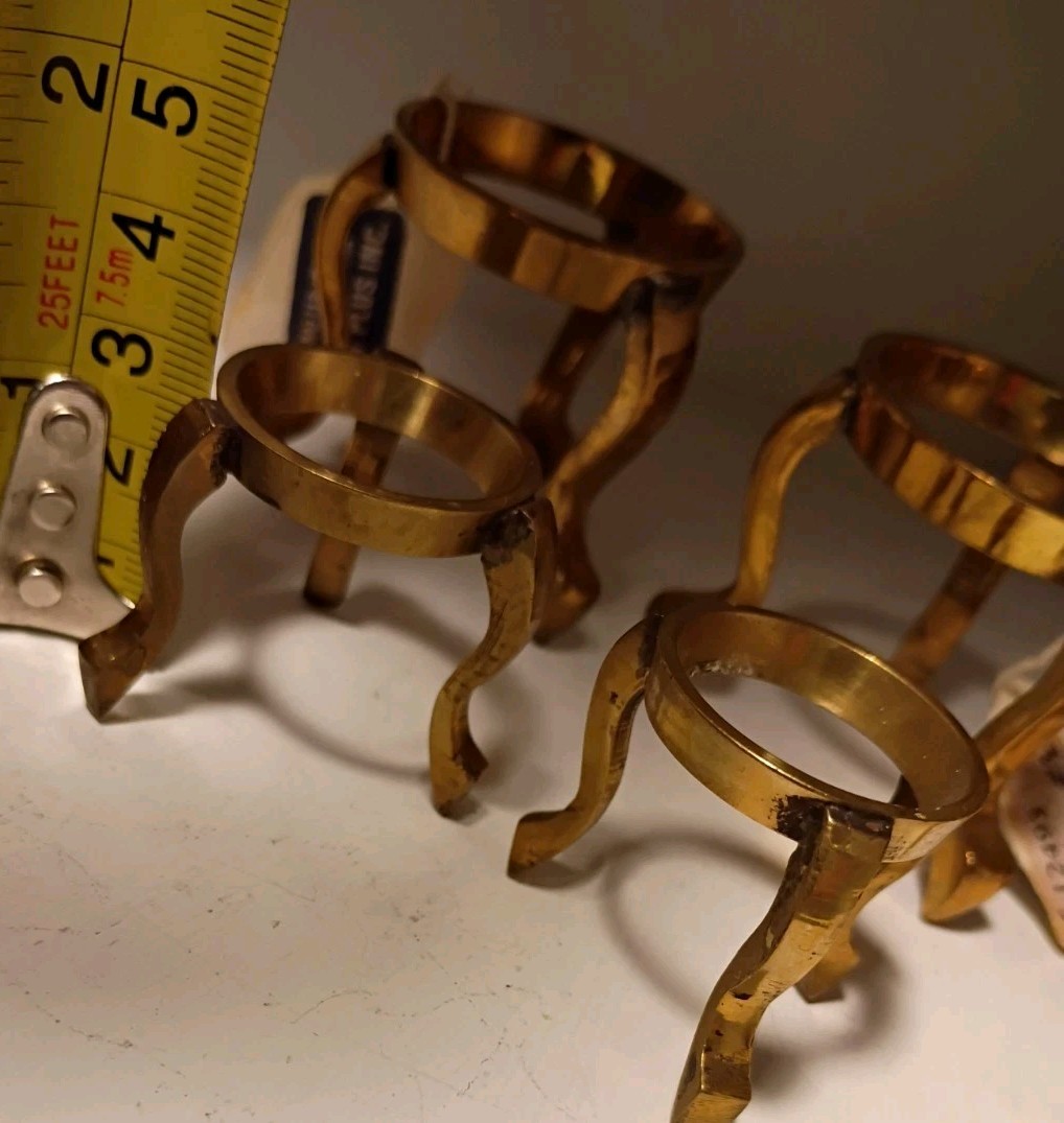 Vintage Solid Brass Egg Holder Stand Set Of 6 3 Large 3 Small Some Tags India