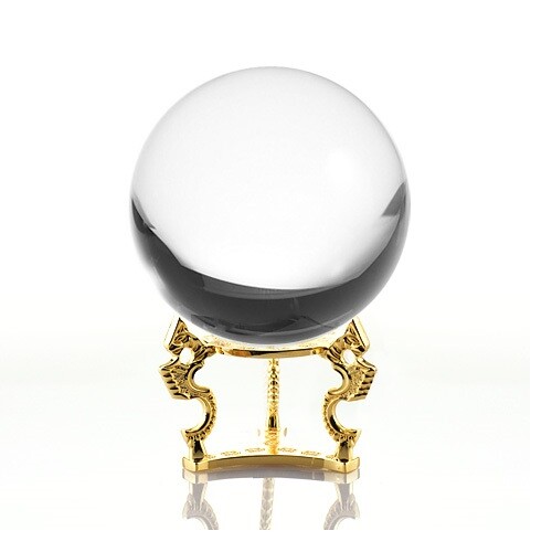 Crystal Ball Sphere for Feng Shui, Meditation, Decor, with Gold Dragon Stand.