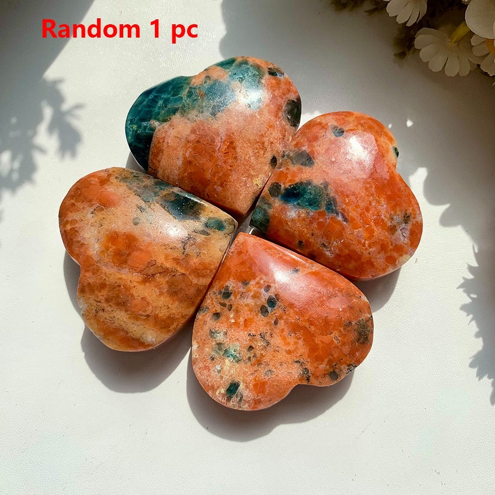 2pc 50-100G Natural Blue Apatite Sunstone Symbiotic Heart Flashy Collect