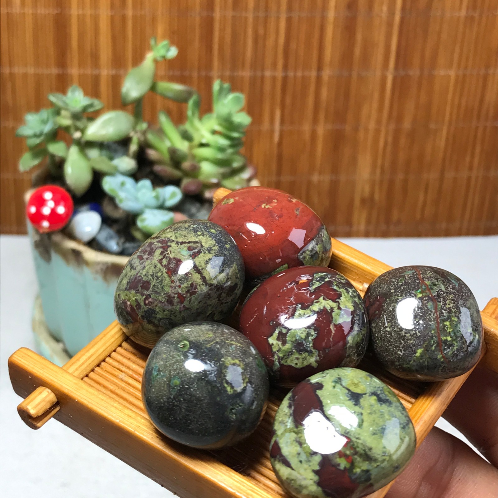 6pcs Natural Dragon blood Crystal gemstone Polish Mineral Specimen Tumbled A5579