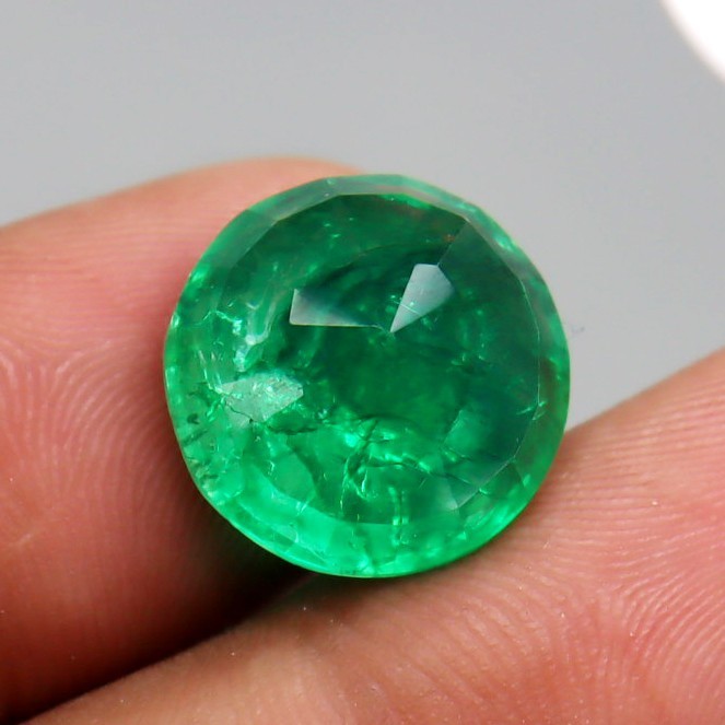 Green Emerald Certified Natural Colombian Round Cut 10.25 Ct Loose Gemstone