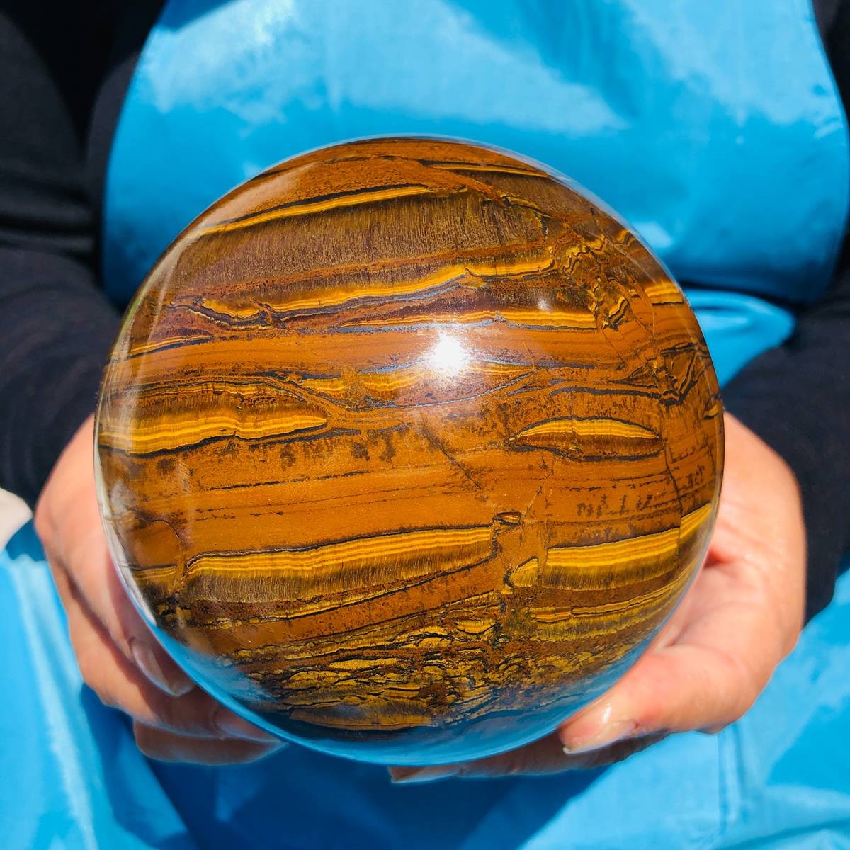1920g Rare NATURAL Yellow tiger eye quartz crystal ball Healing stone