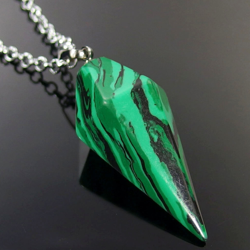 Cone Pendulum Natural Crystal Gemstone Hexagonal Point Pendant Energy Healing