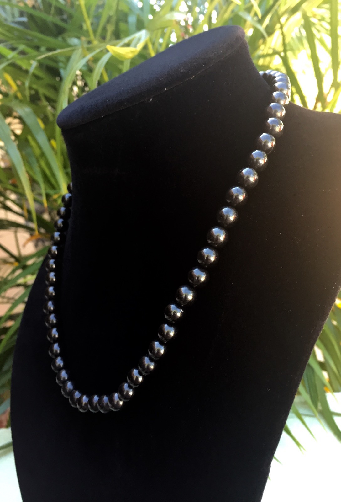 8mm Elite Shungite Necklace Noble Shungite Bead Necklace Chain Karelia Reiki.