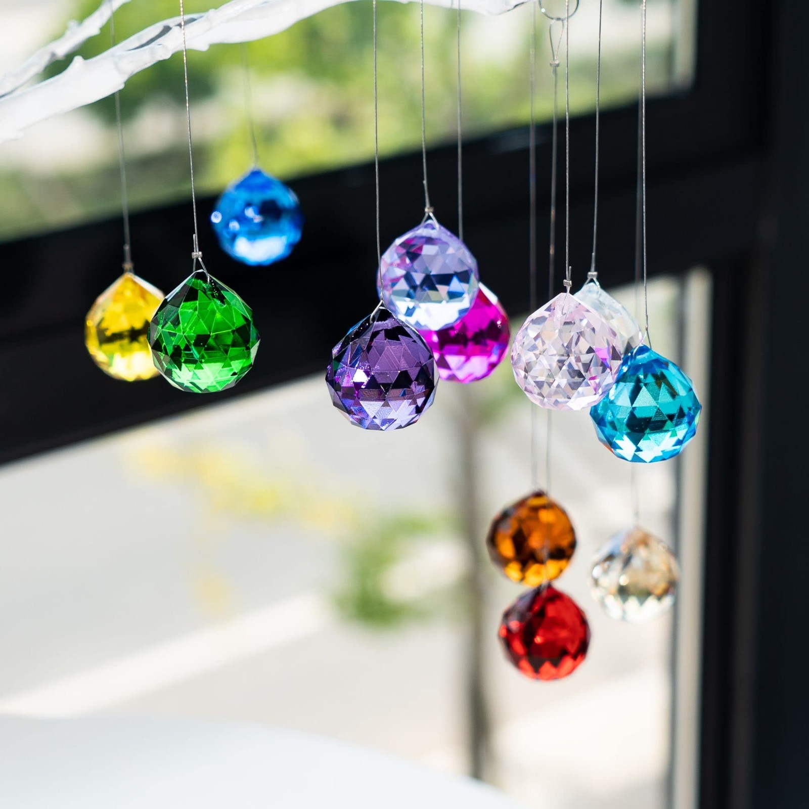 15pcs Crystal Ball Prism 30mm Handmade Feng Shui Faceted Decor Rainbow Maker(…
