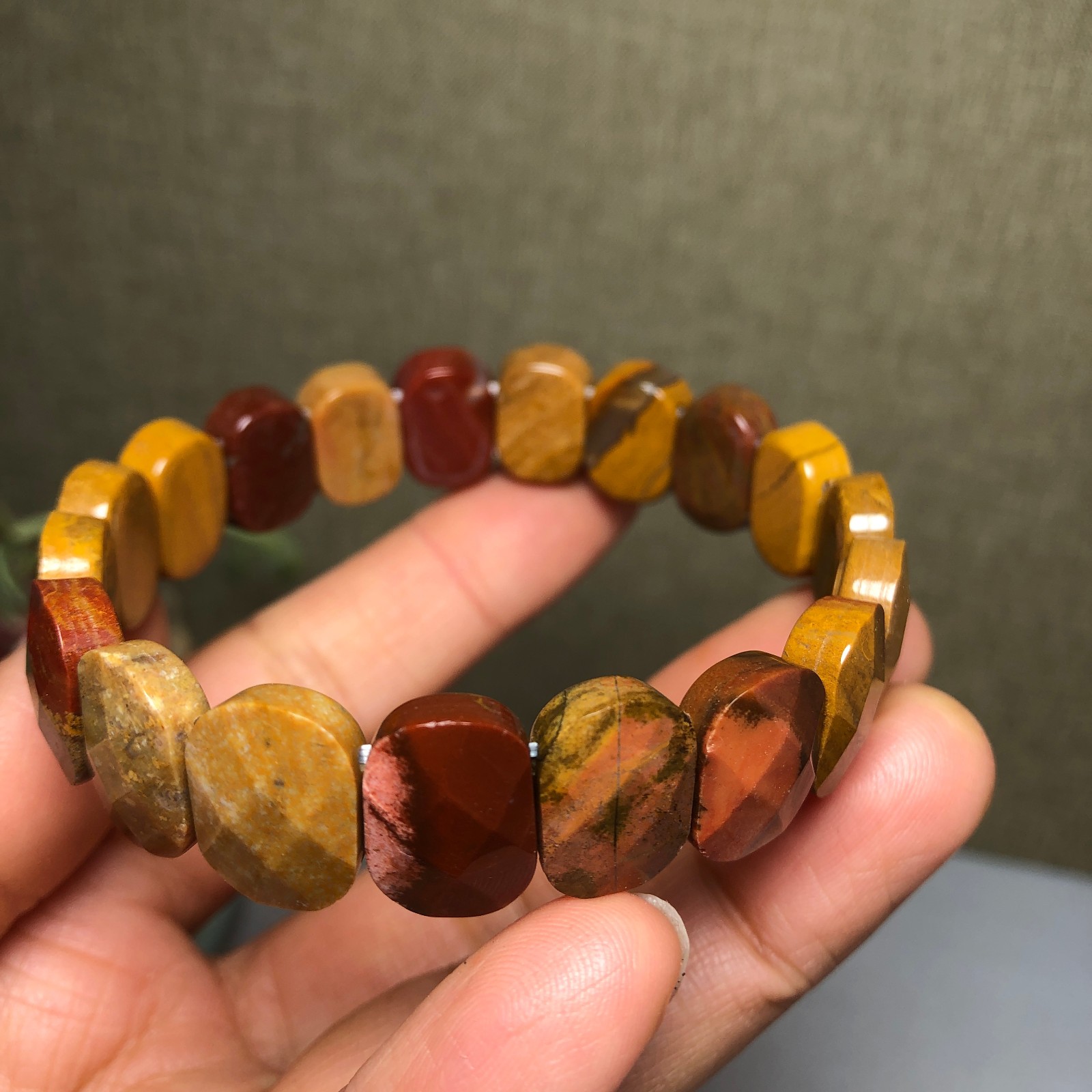 Natural egg yolk stone Crystal Quartz chain aspect beads bracelet 30g A3184