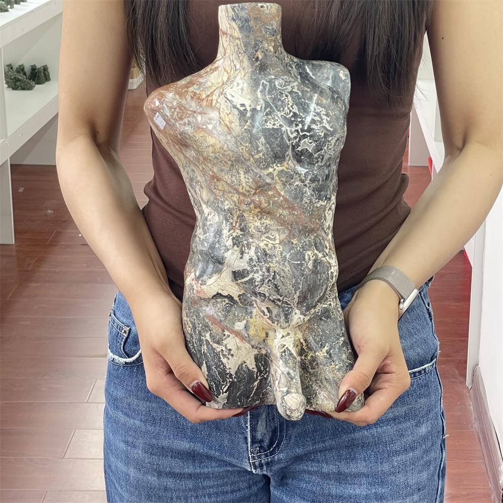 27.4LB 14.9″Natural Picassio Jasper Men Body Statue Carved Crystal Home Decor