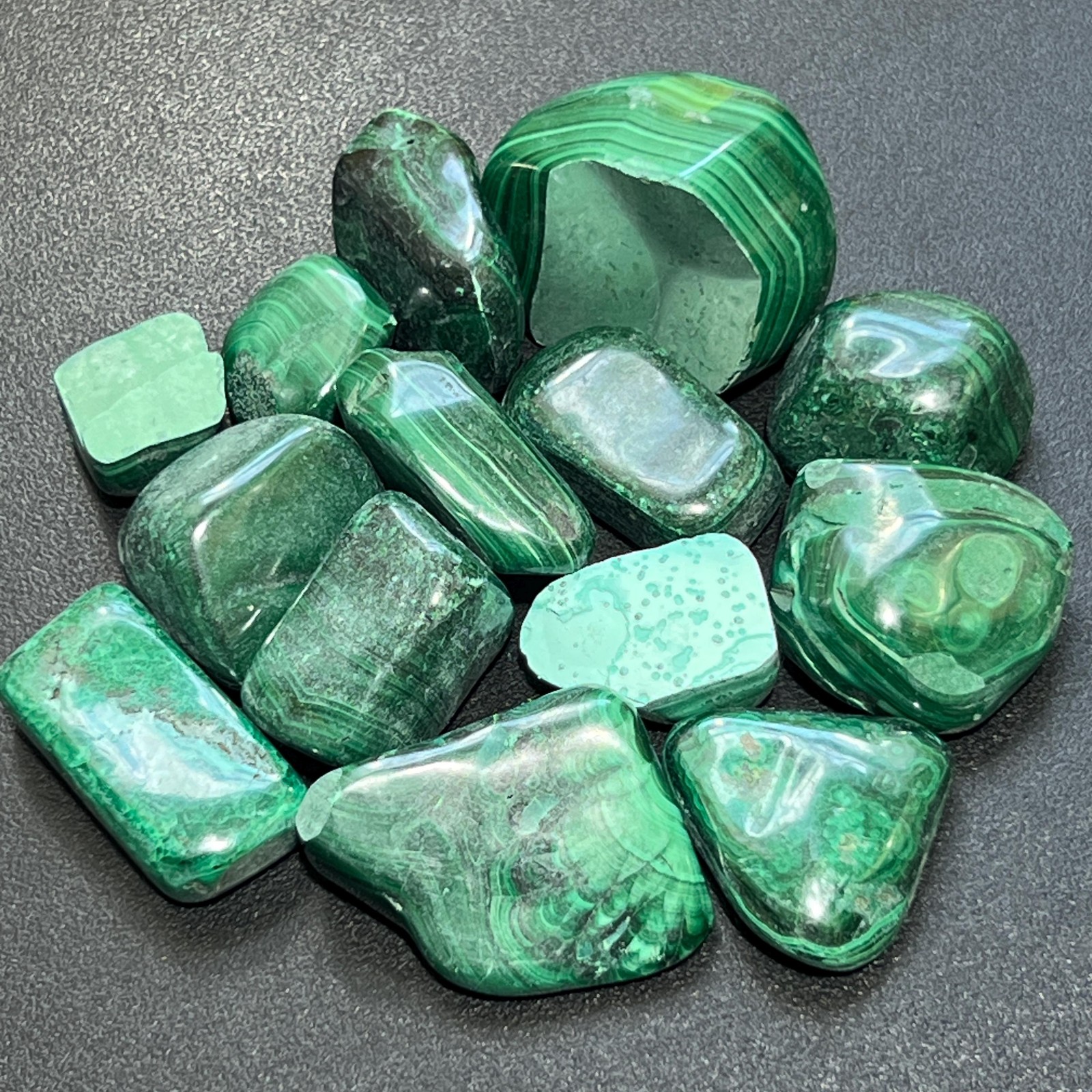 Tumbled Chipped Cracked Green Malachite Stones (Discounted) Genuine Mineral