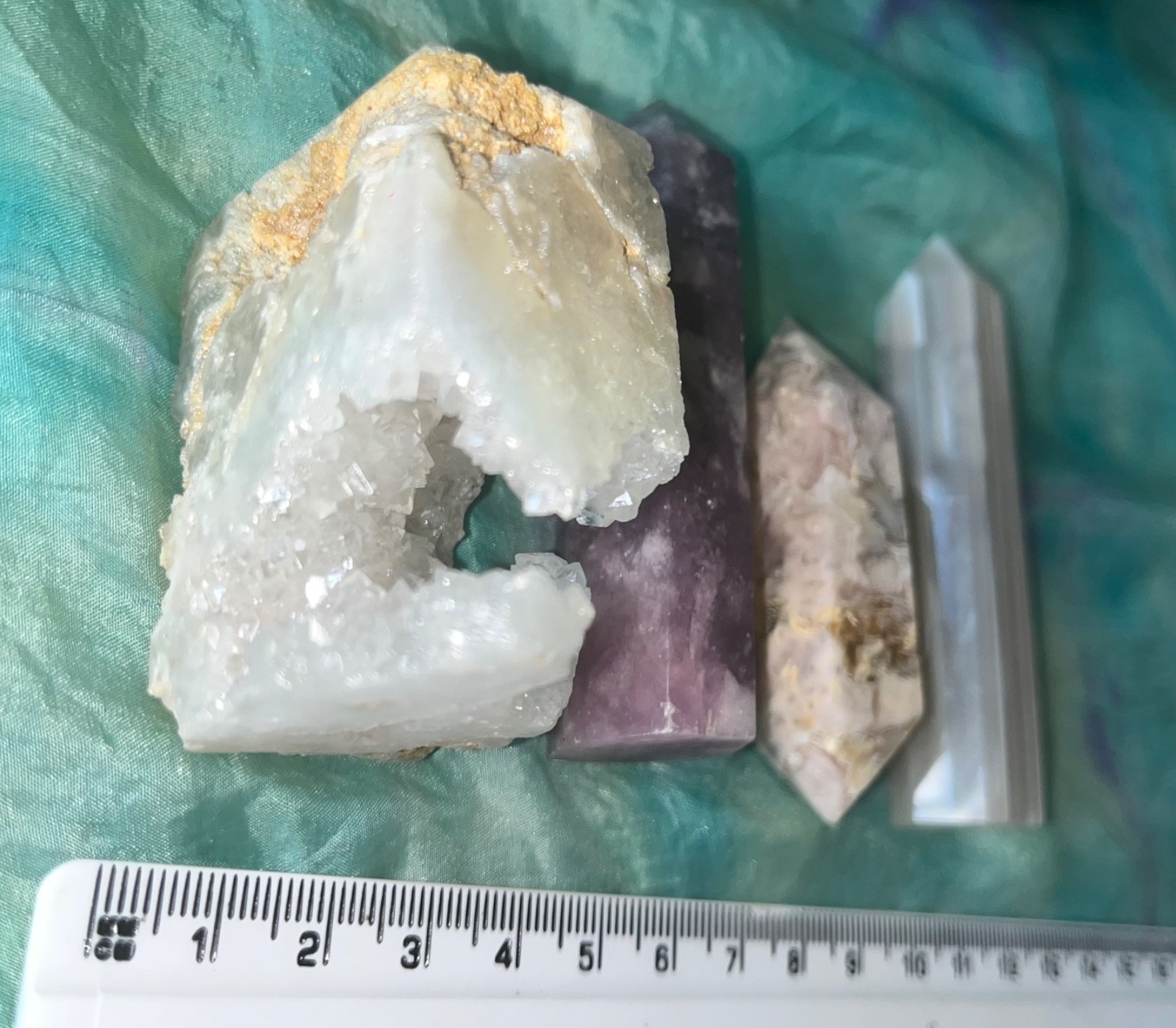 🌸 Flower Agate DT Aura Quartz Pink Tourmaline Banded Agate crystals reiki 258g