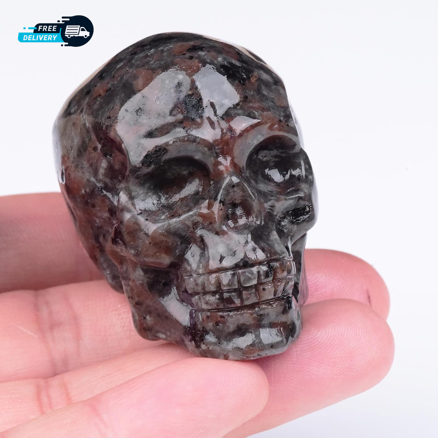 2 Inch Flame Yooperlite Stone Crystal Skulls Decor Skull Sculpture Statues
