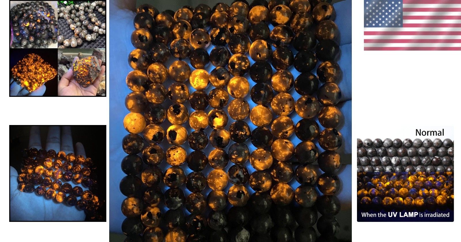 58pcs 6mm Natural Flame Yooperlite Stone Beads Round Healing Energy Power Stone
