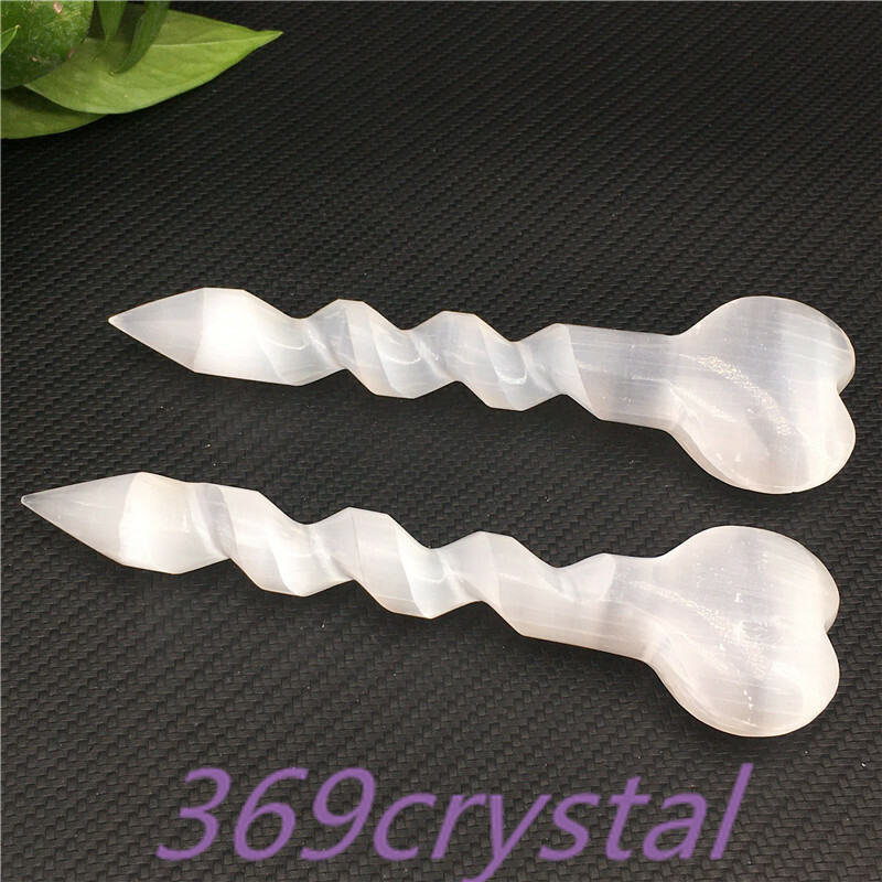 6″ Natural Selenite Heart Quartz Spiral Sword Obelisk Crystal Bar Reiki gift 1pc