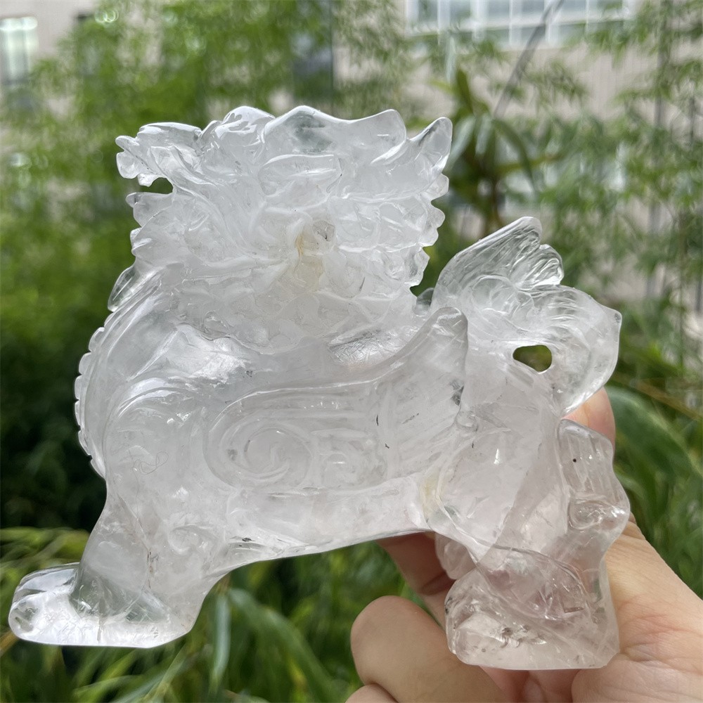 1.1LB 3.9″ Natural A+ Clear Quartz Qilin Crystal Quartz Reiki Gift Mineral Decor