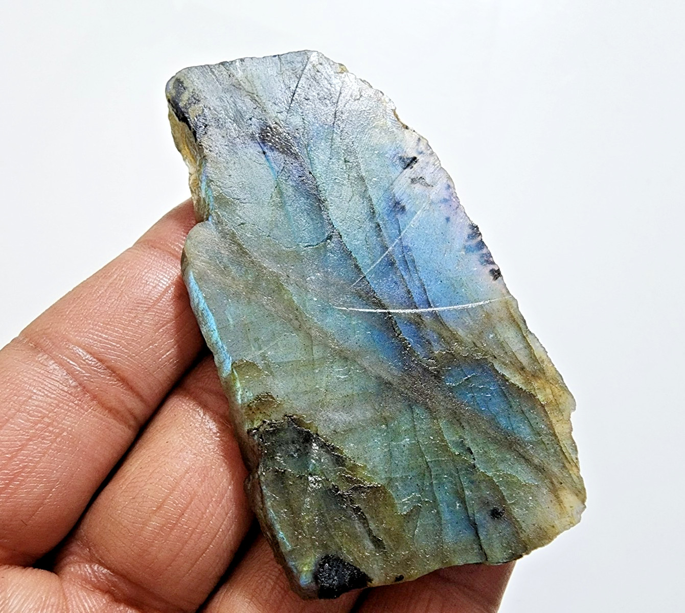 244Ct Crystal Labradorite Slab Rough Gemstone Raw Labradorite Jewelry For Making