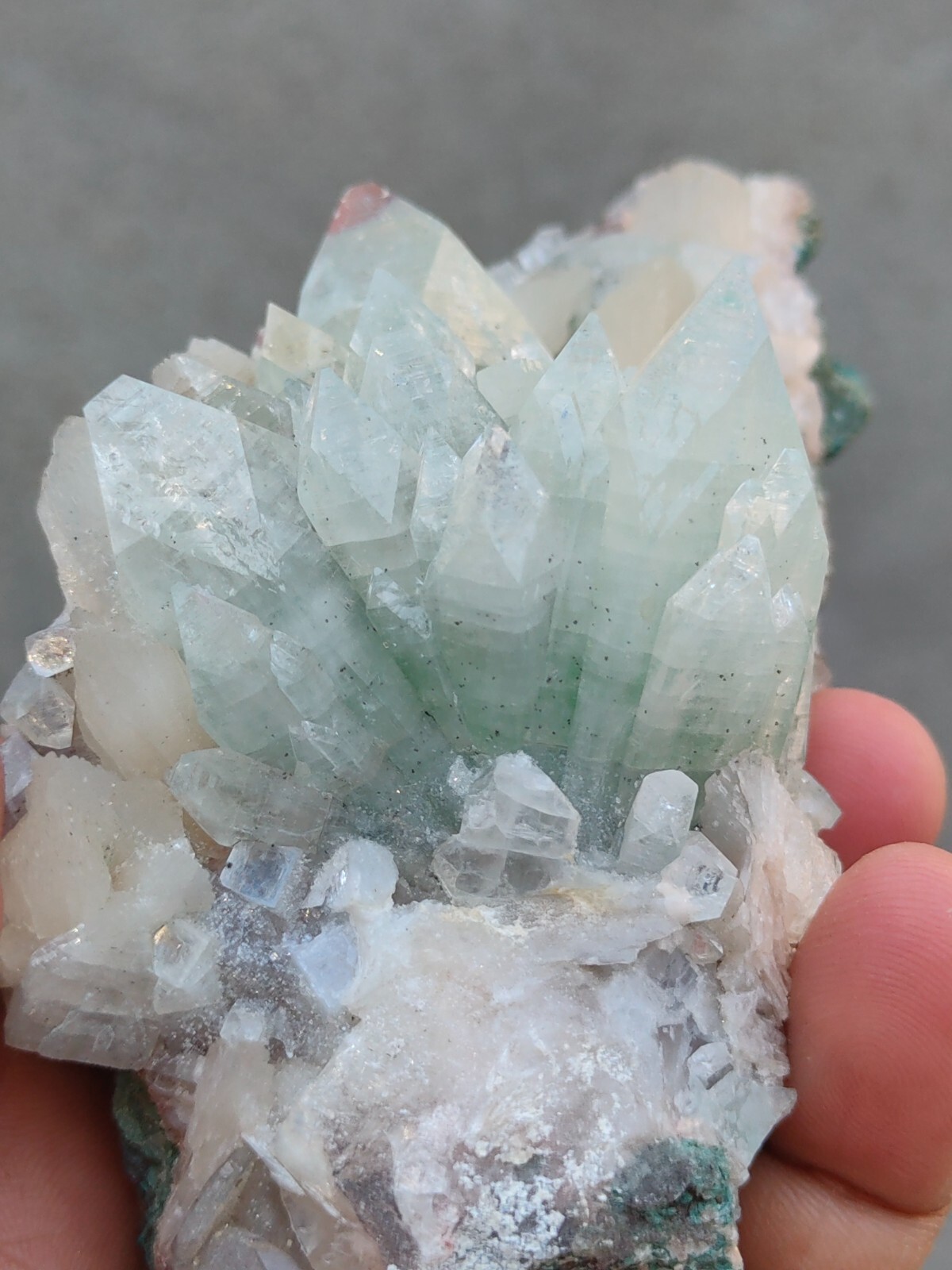 Green Apophyllite Flower on stilbite Matrix natural minerals Specimen