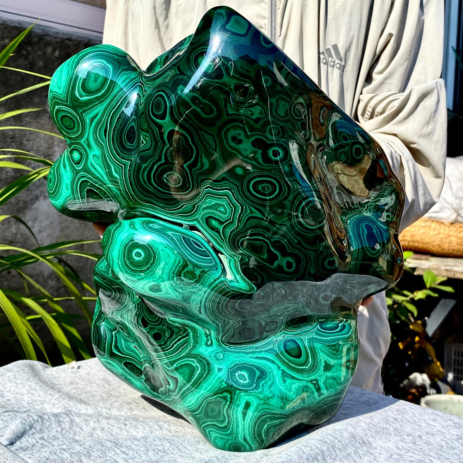 35.38LB Natural glossy Malachite transparent cluster rough mineral sample
