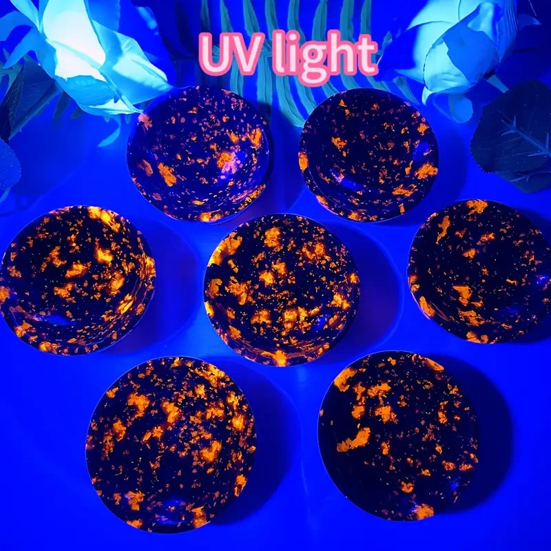 Handcrafted Yooperlite Crystal Bowl UV Reactive Flame Stone Home Decor Gifts