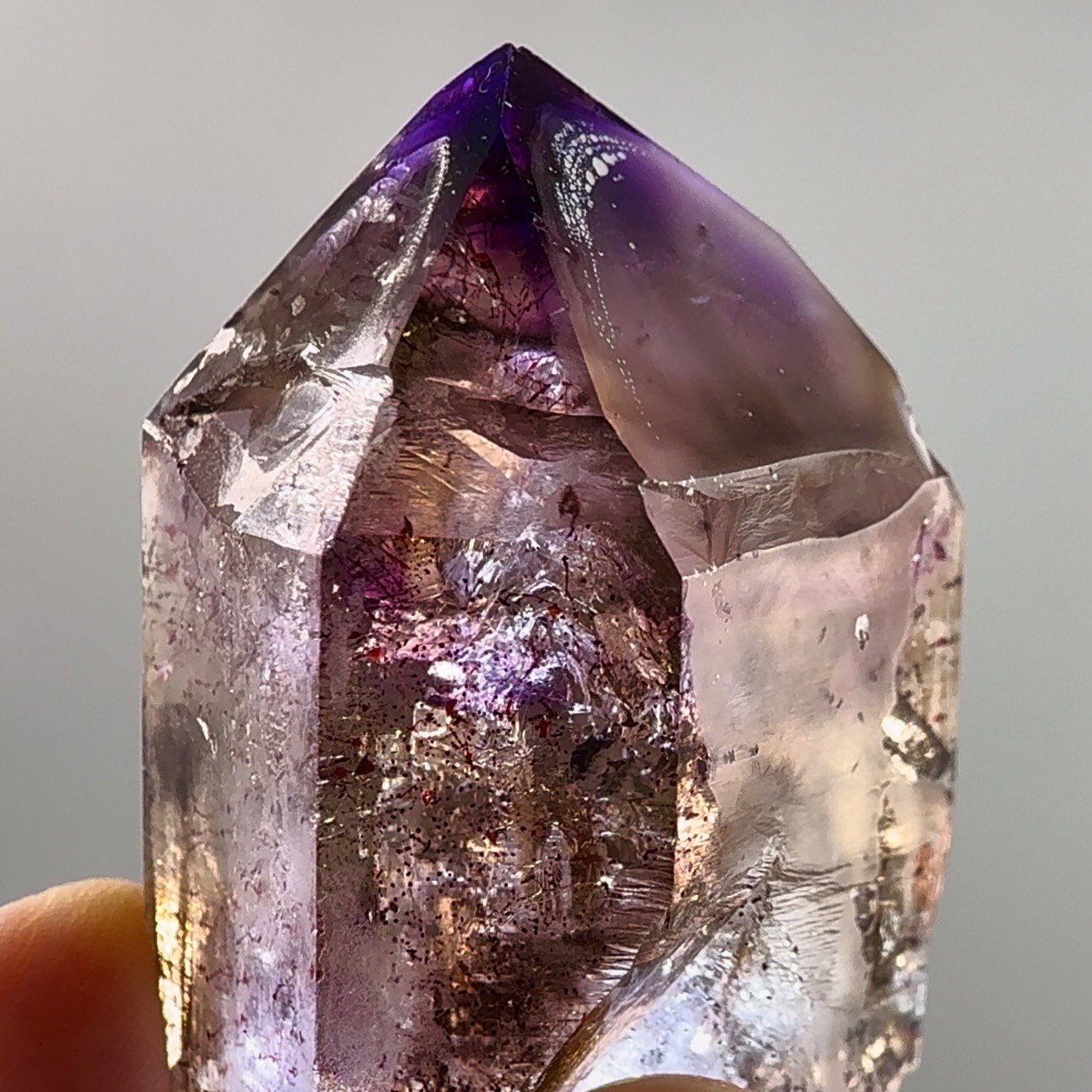 Large Moving Bubble! Rare Elestial Grape Jelly Shangaan Amethyst Enhydro Crystal