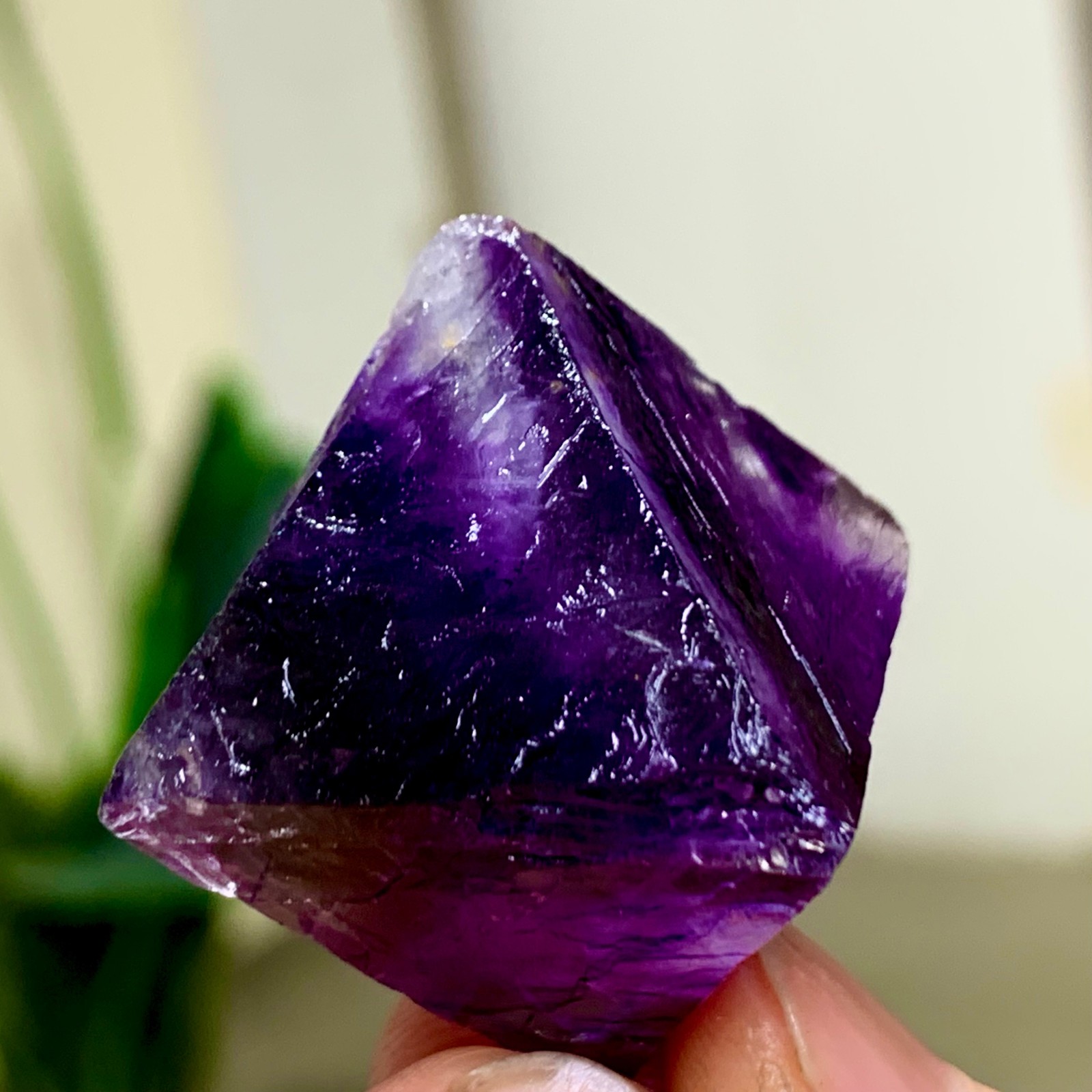 36G Natural purple fluorite octahedron quartz crystal healing
