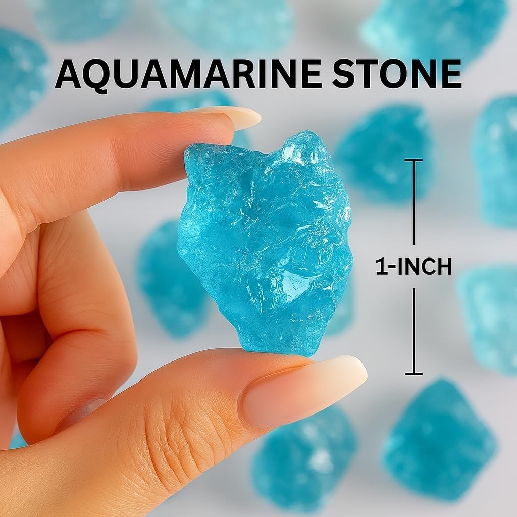 Large 1.25-2.0” Natural Aquamarine Raw Crystal Stone,Healing Gemstone for Reiki