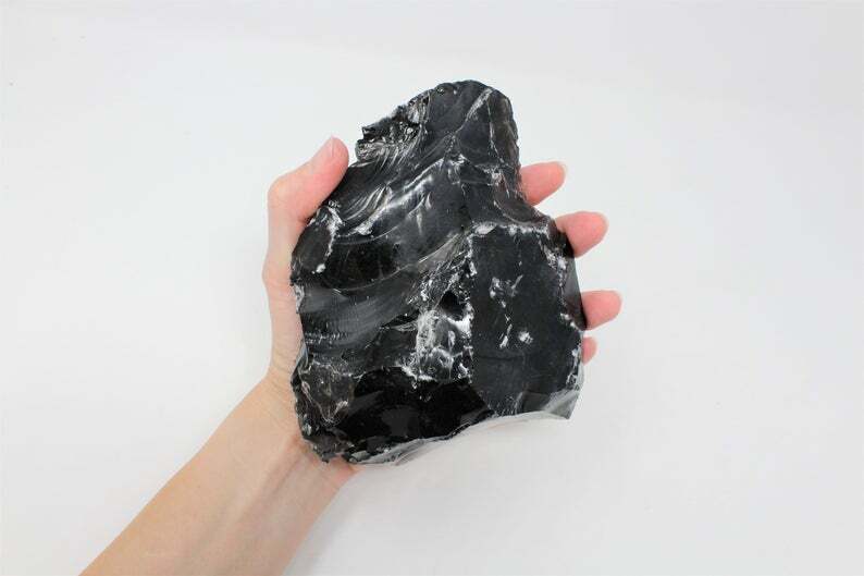 Black Obsidian Stone Rough Raw Chunk, High Grade A Quality – Healing Crystals