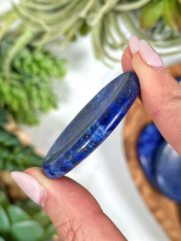 Natural Lapis Lazuli Palm Worry Stone Oval Polished Healing Crystal Pocket Stone