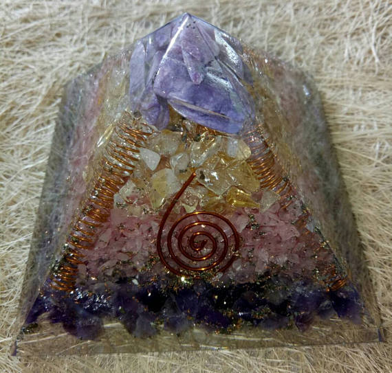 Big Orgone Amethyst Rose Citrine And Chaorite Orgone Healing Energy Pyramid