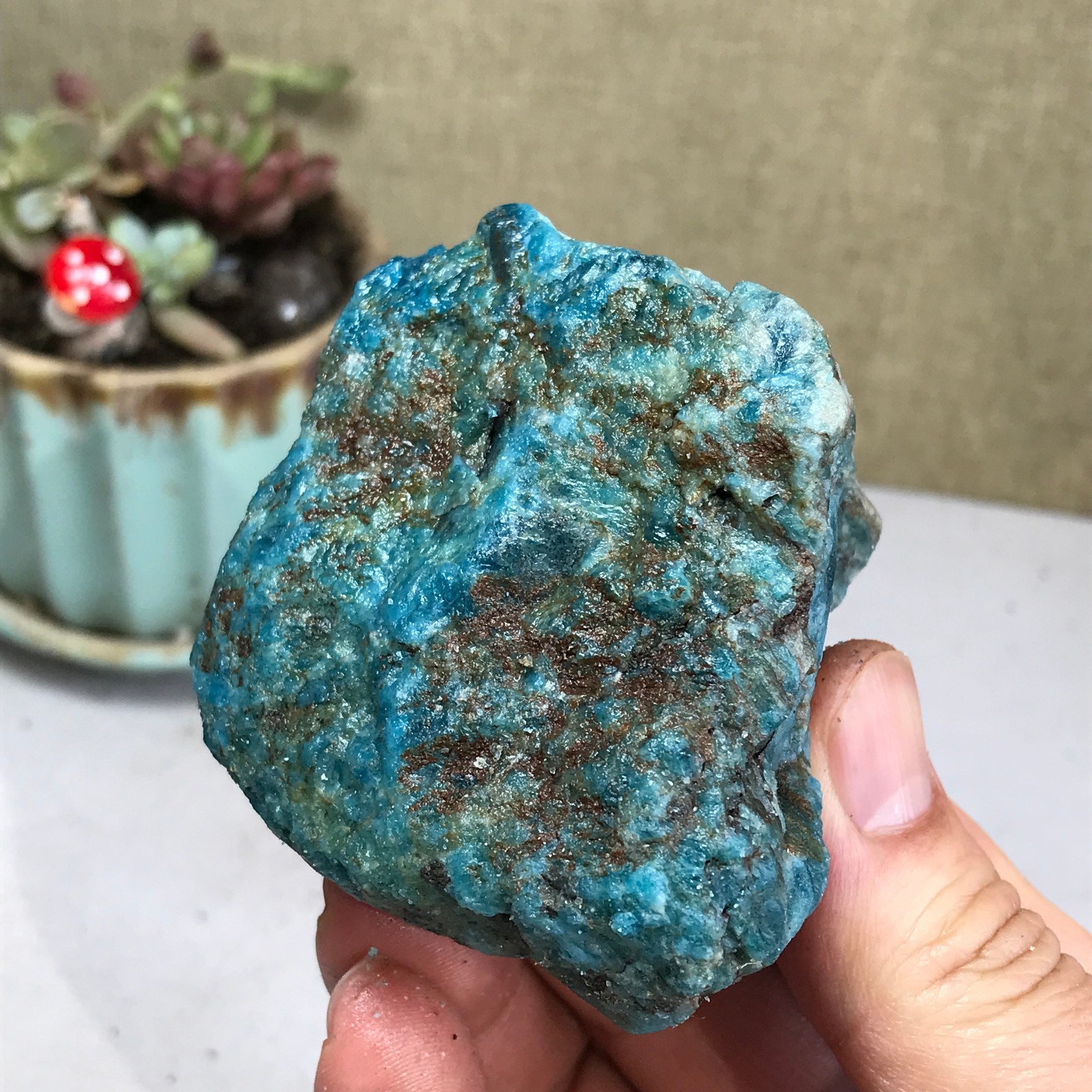 57-49-50mm Top Natural apatite Crystal uncut gemstone Mineral Specimen A4189
