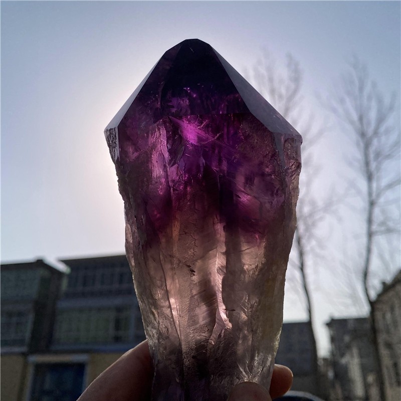 1.95LB Natural Amethyst Quartz Obelisk Rough Crystal Point Wand Healing Tower