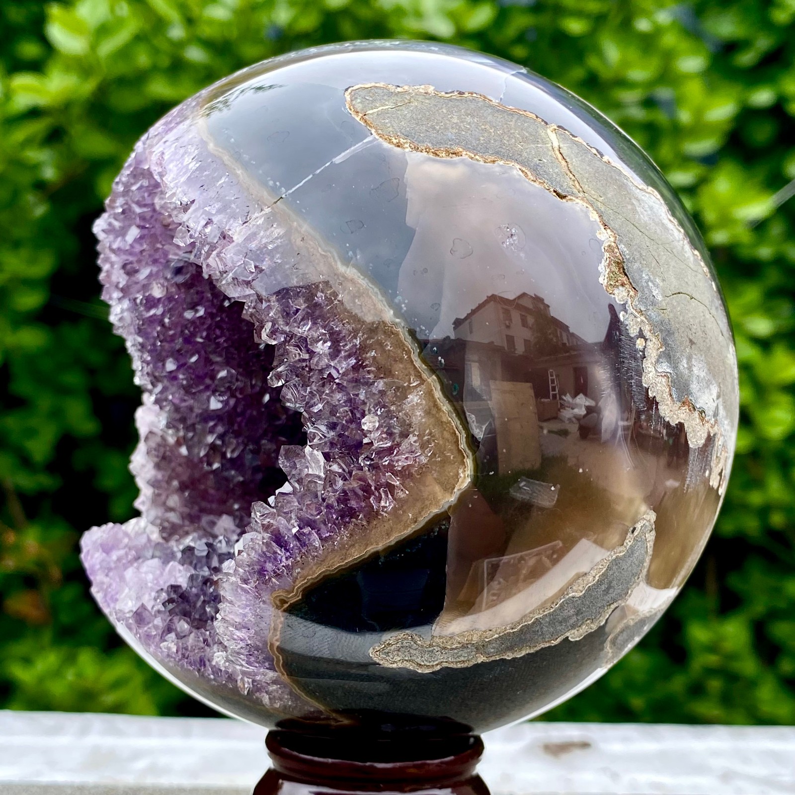 3.9LB Amethyst Agate Sphere Polished Healing Crystal Ball Home Feng Shui Ornam