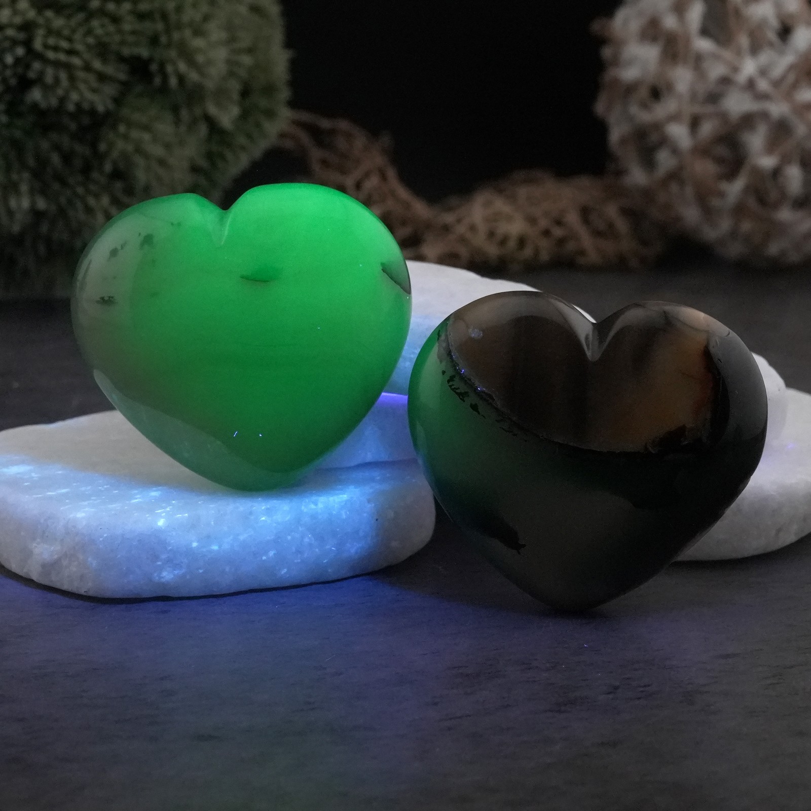 Volcano Agate Puffy Heart UV Reactive Crystal Gift Spiritual Protection Decor