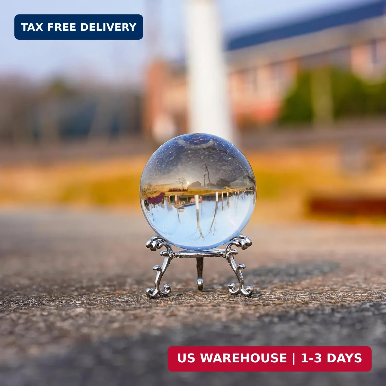 2.3in Sparkling Clear Crystal Ball with Stand 60mm Handcrafted Photography Prop