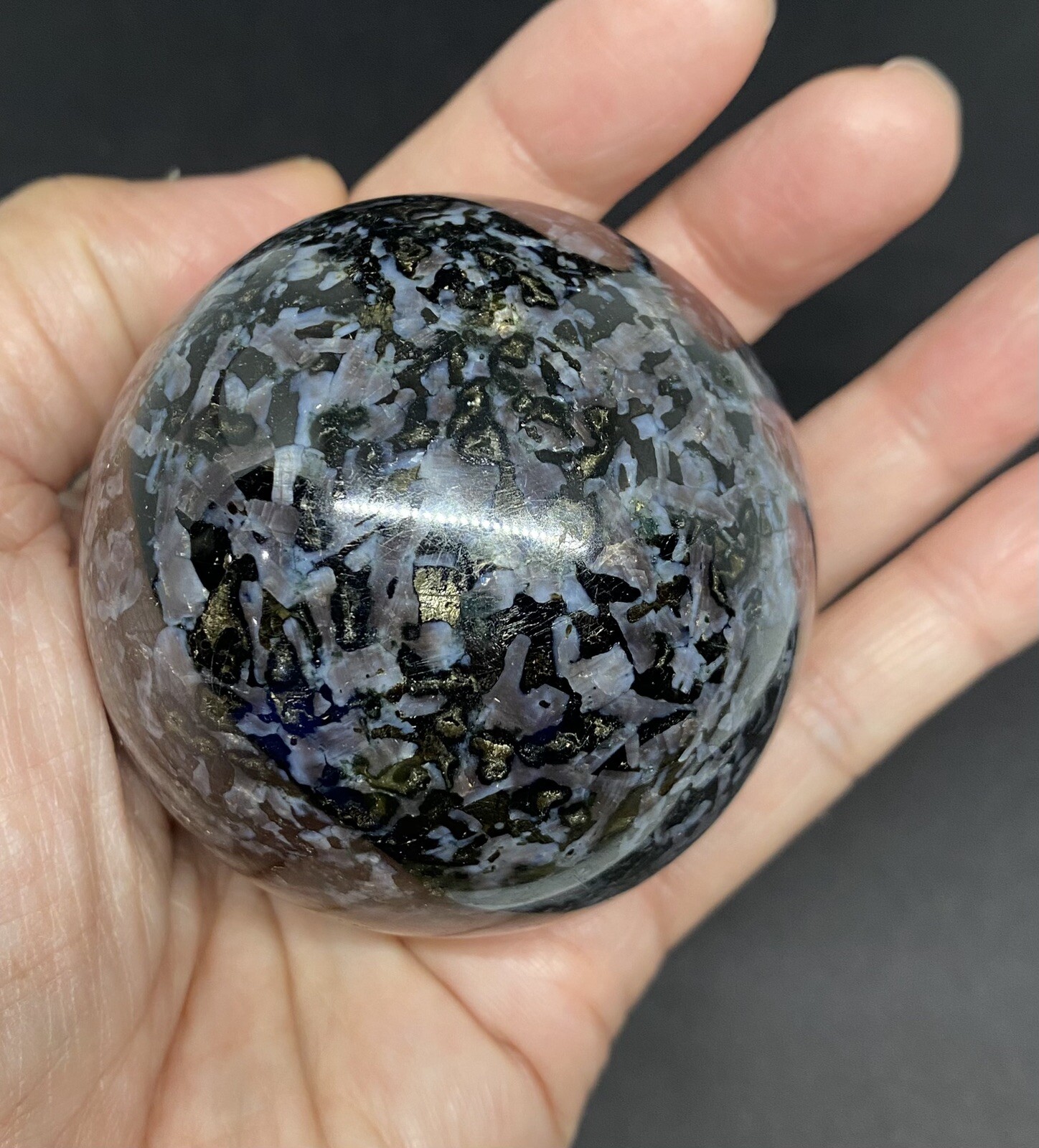 Indigo Gabbro (Mystic Merlinite) Sphere From Madagascar 374g 61mm