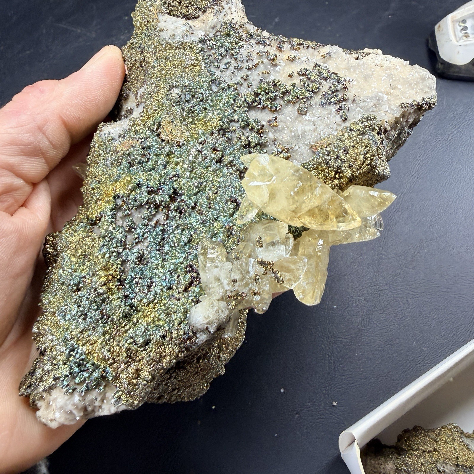 Calcite Galena Iridescent Chalcopyrite Crystal Combo / Sweetwater Mine *Video*
