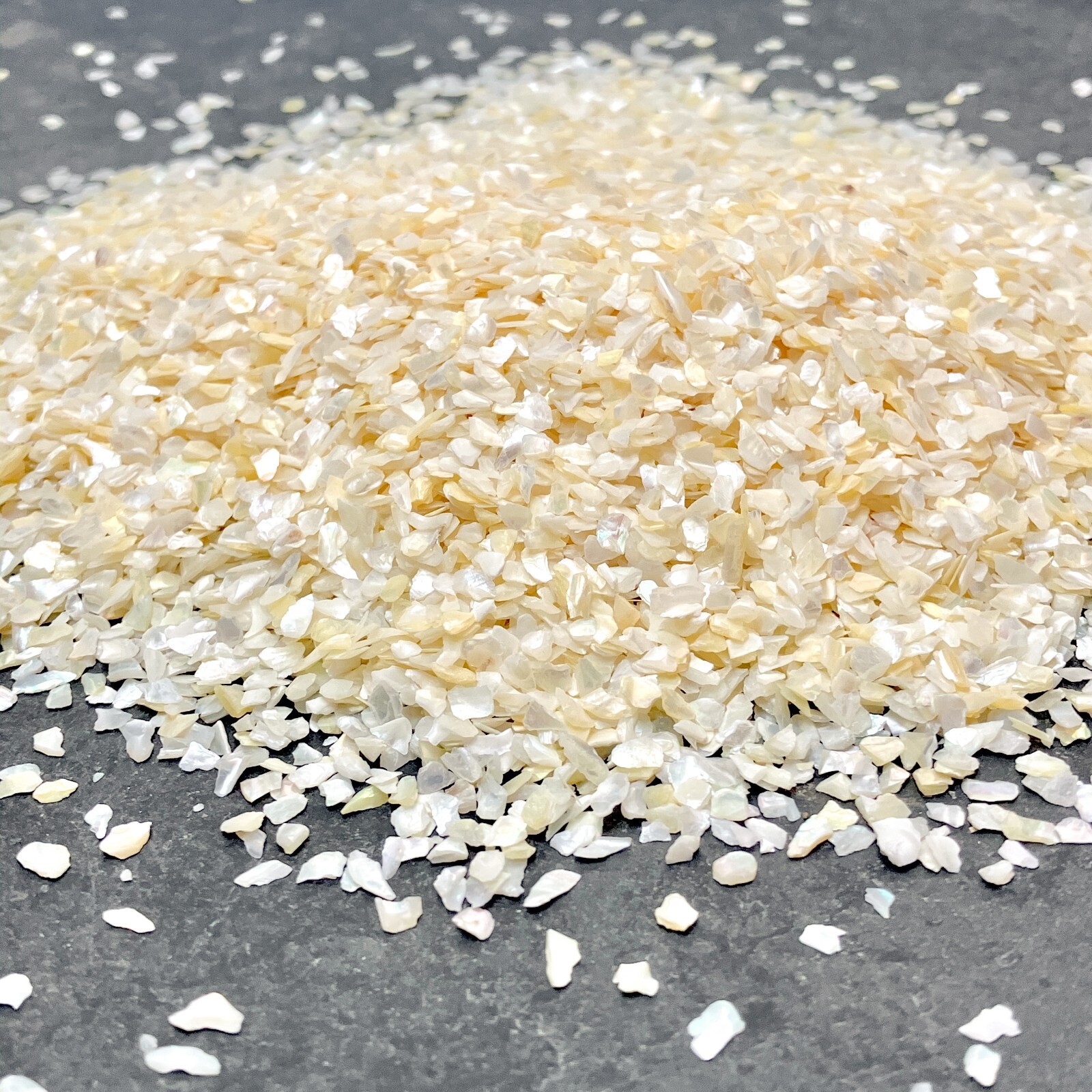 Crushed Creamy White Mother of Pearl Flakes, 2mm-4mm for Inlay, Resin Art