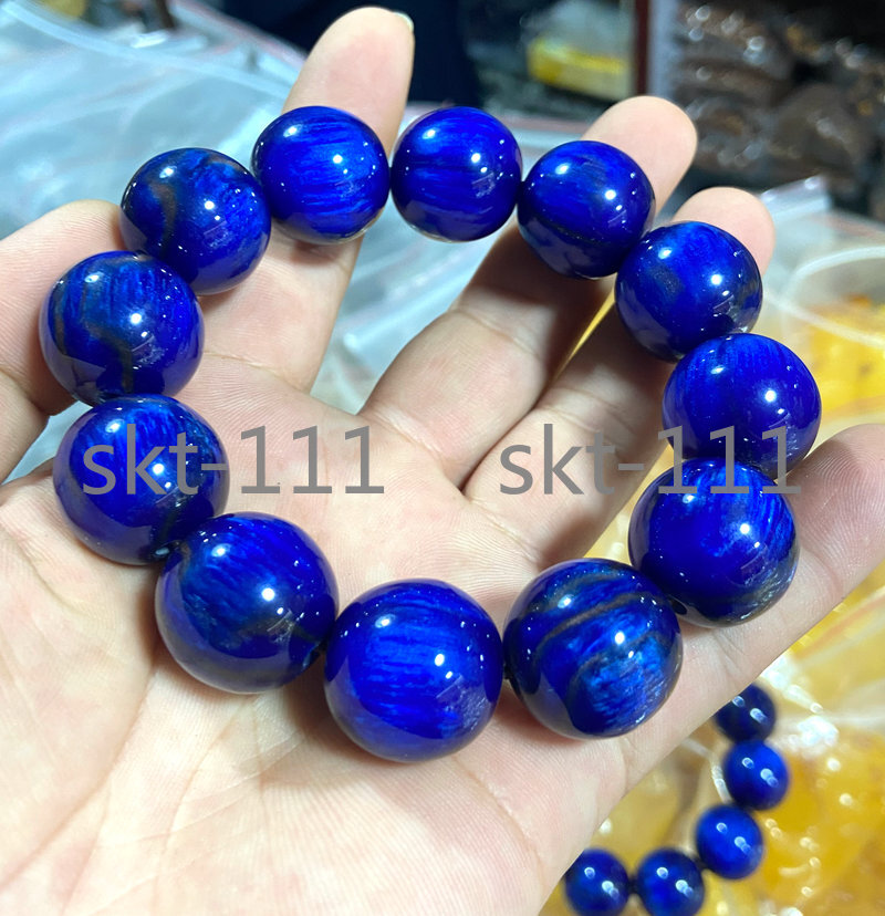 100% Certificate 20mm Natural Mexico Sky Blue Amber Beads Bracelet 7.5”