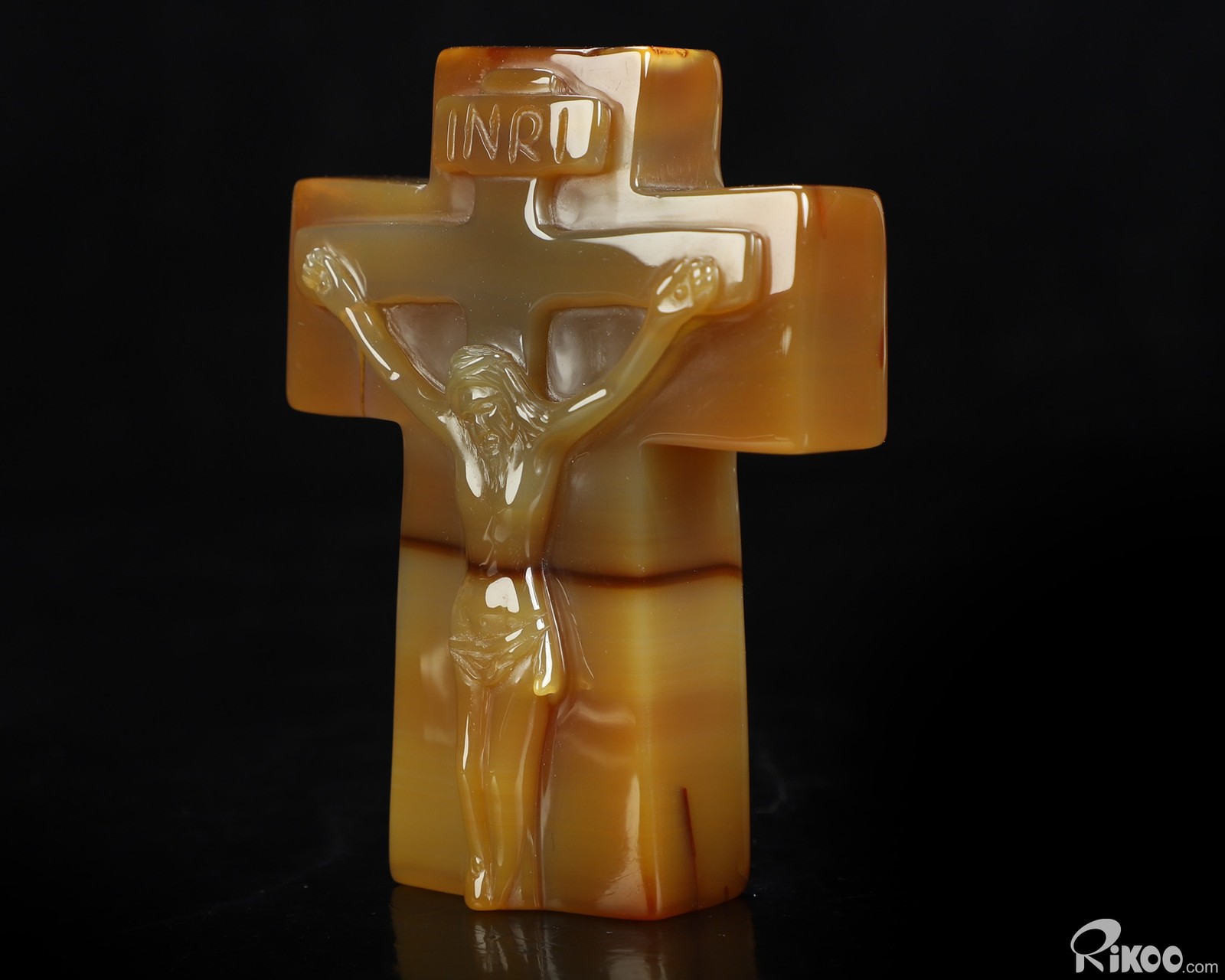 3.8″ Agate Hand Carved Crystal Jesus Cross Sculpture, Crystal Healing